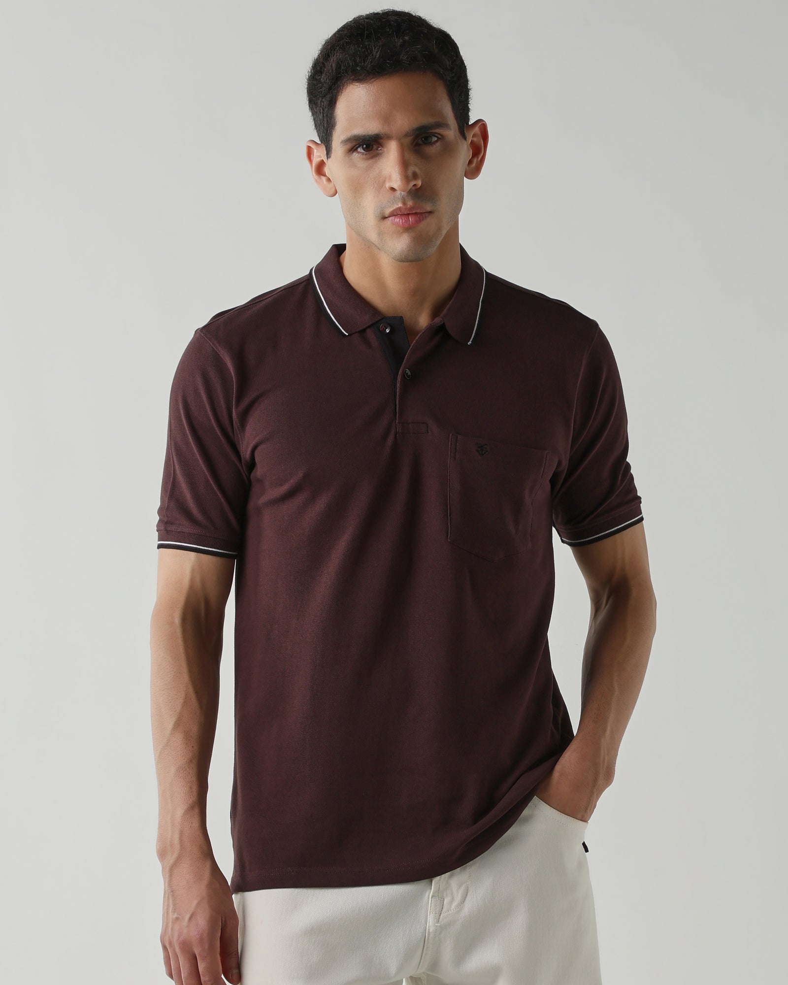 Topwear Premium Pique Knit Fabric T-Shirts – Coffee