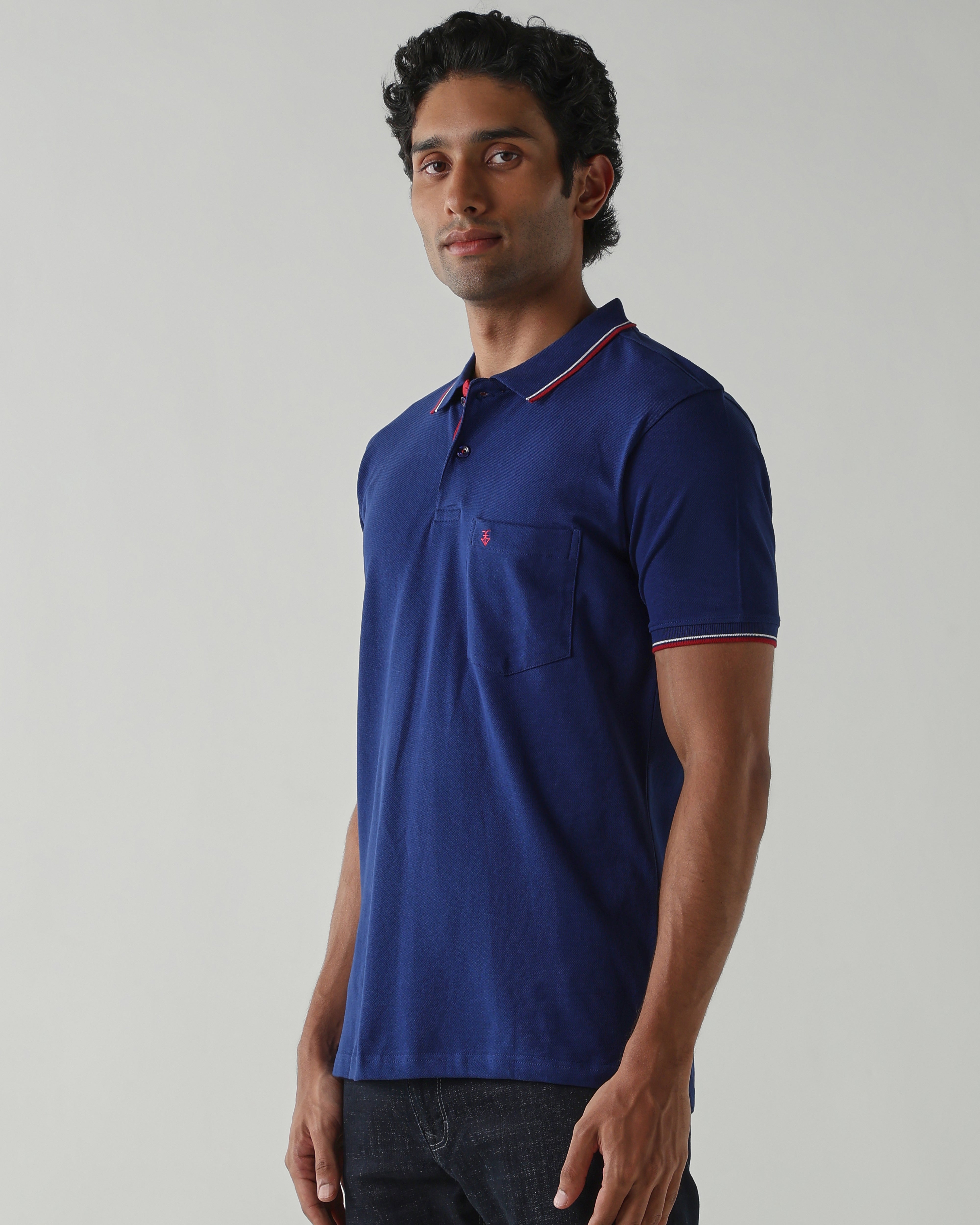 Topwear Premium Pique Knit Fabric T-Shirts – Navy