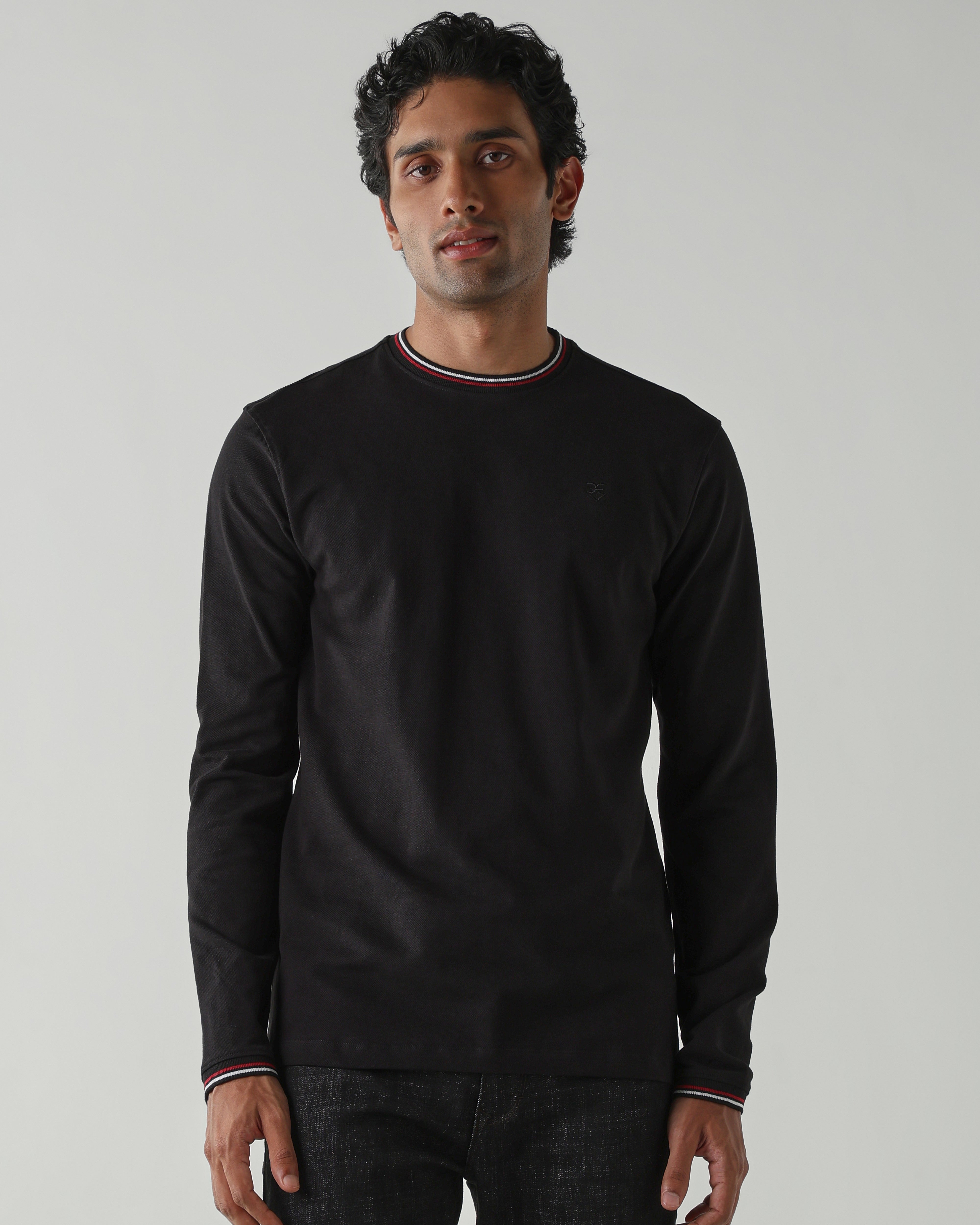 Topwear Premium Pique Knit Fabric T-Shirts – Black