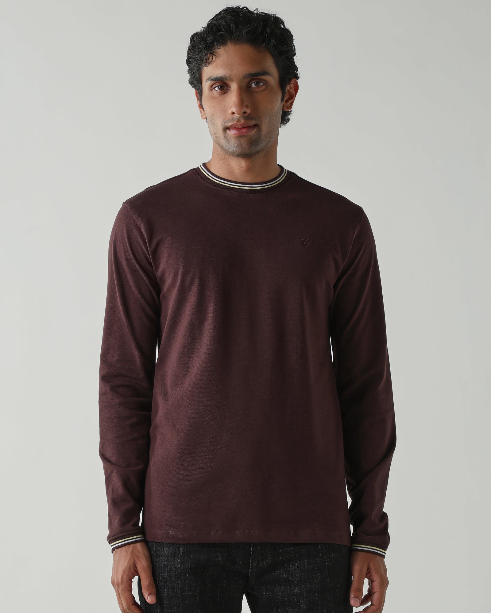Topwear Premium Pique Knit Fabric T-Shirts – Coffee