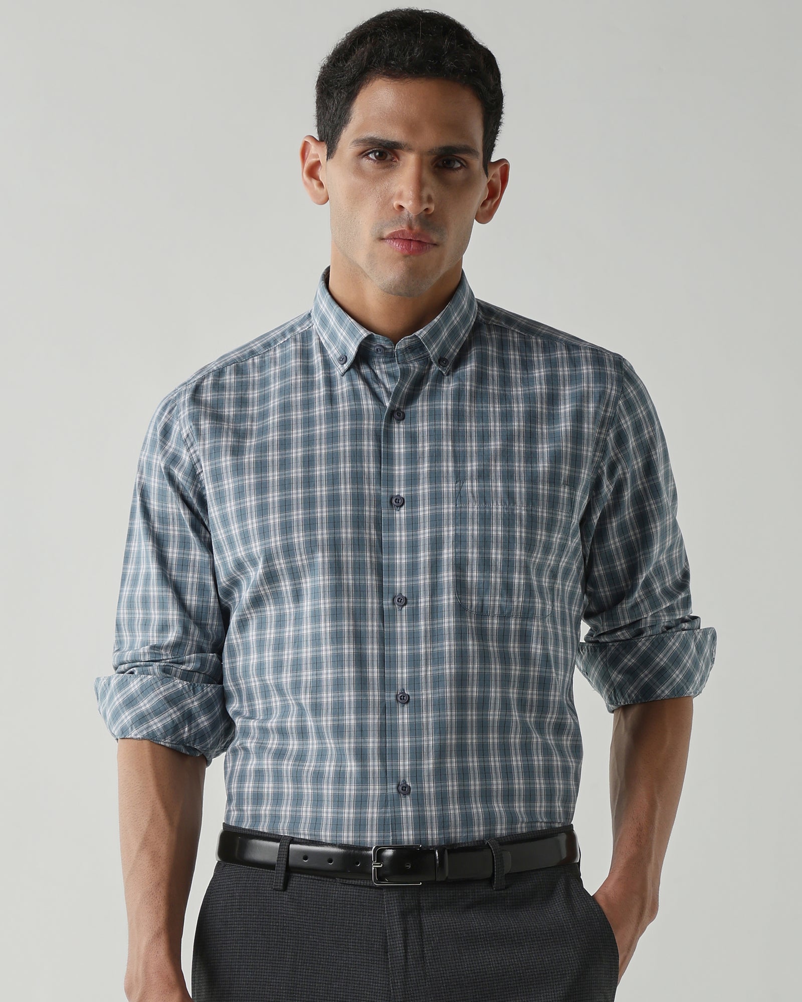 Teal Pure Cotton Shirts for Men | Slim Fit Luxury Wear