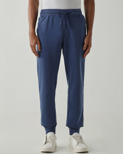 Rib at Waist and bottom Flat Front  Joggers – Ensign Blue