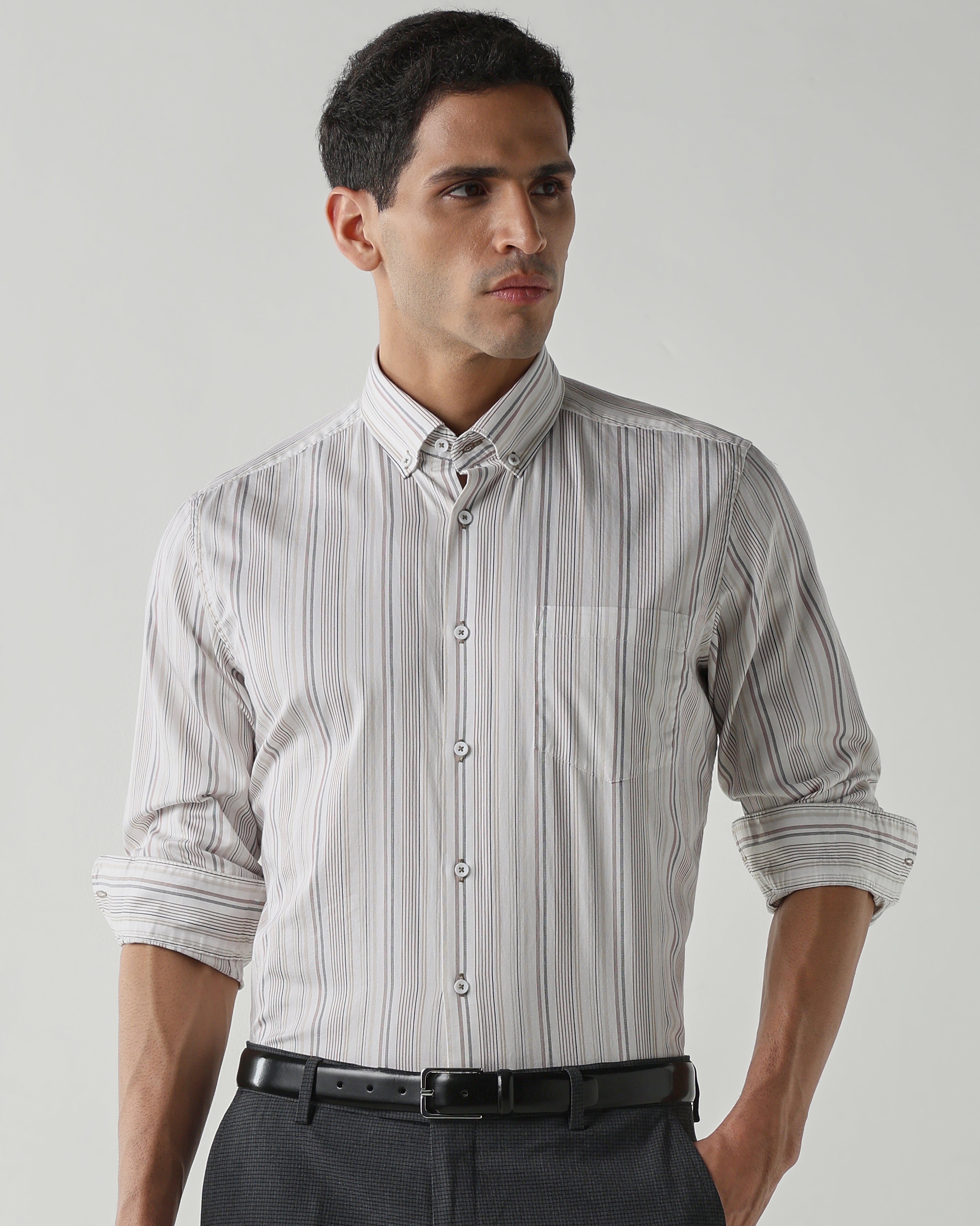 Black/Maroon Pure Cotton Shirts for Men | Slim Fit Luxury Wear