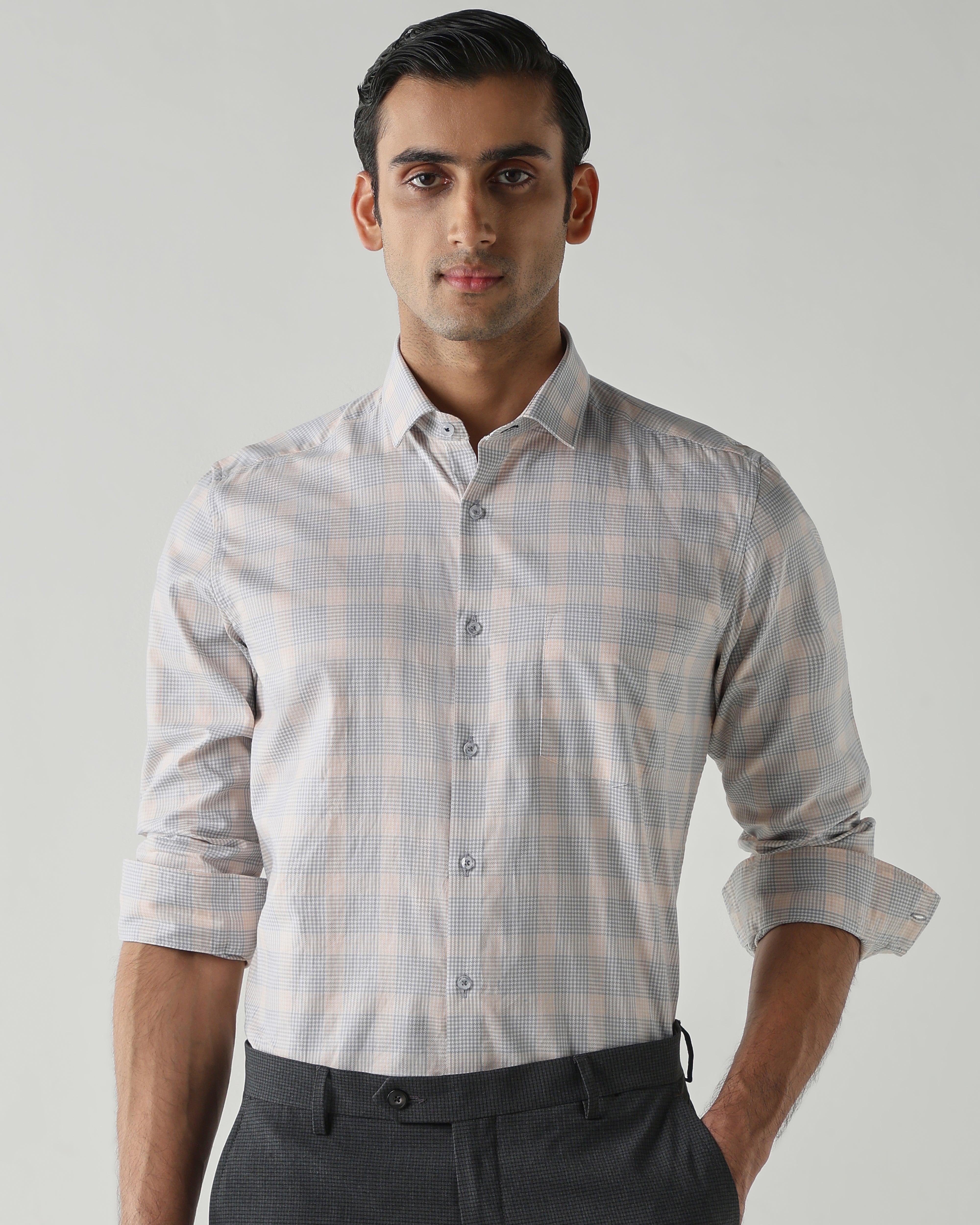 Orange/Grey shirts crafted in 100% cotton,