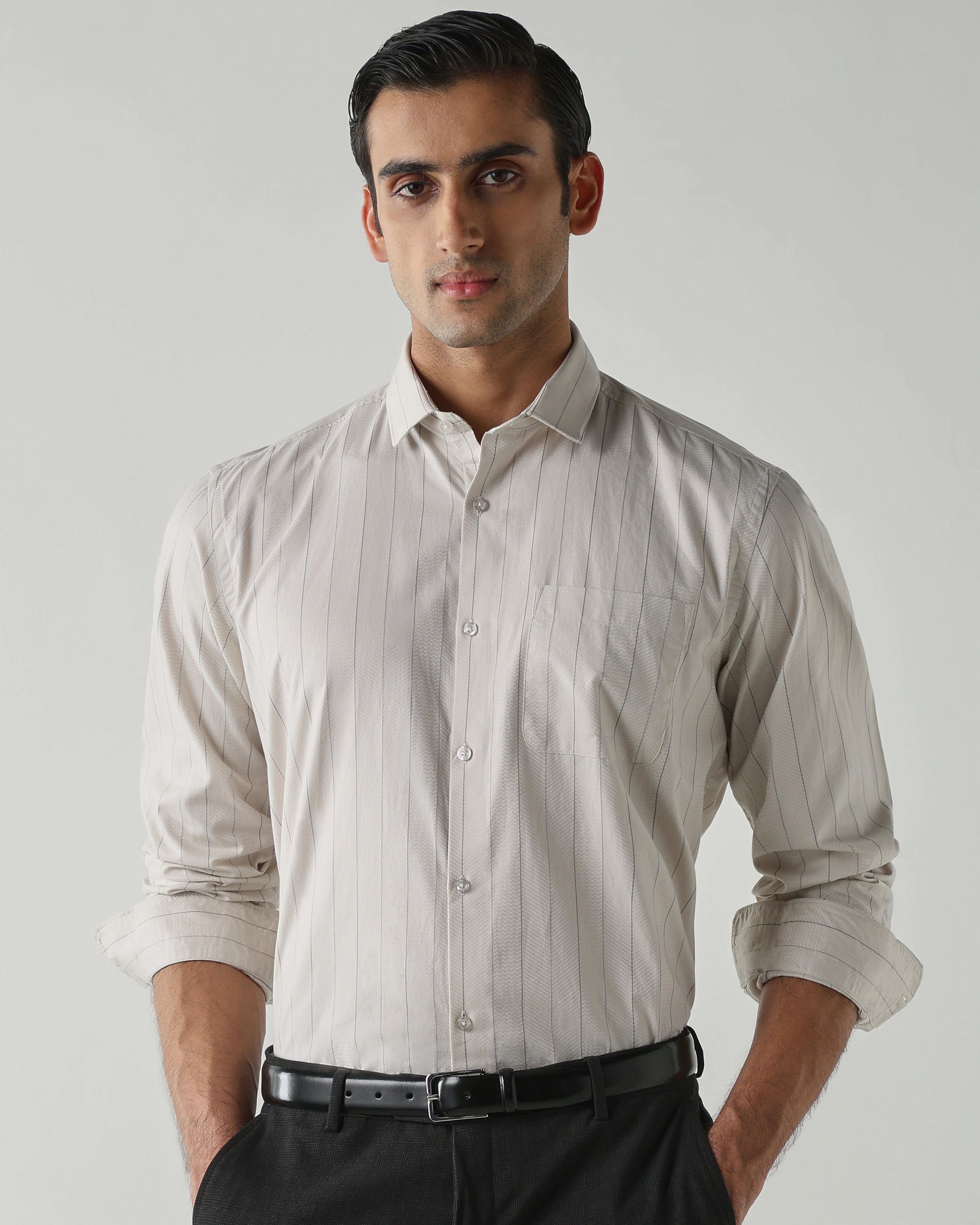 Beige shirts crafted in 100% cotton,