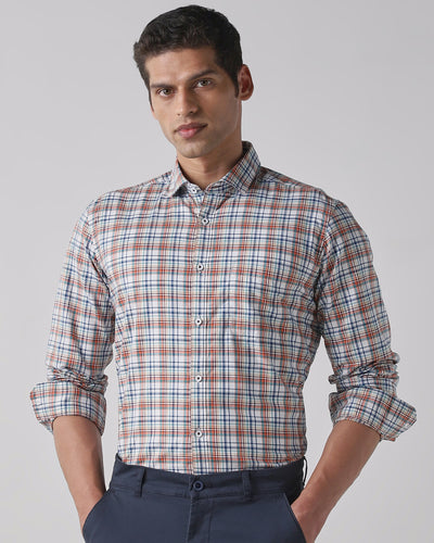 Orange 100% Cotton Regular Fit Shirt