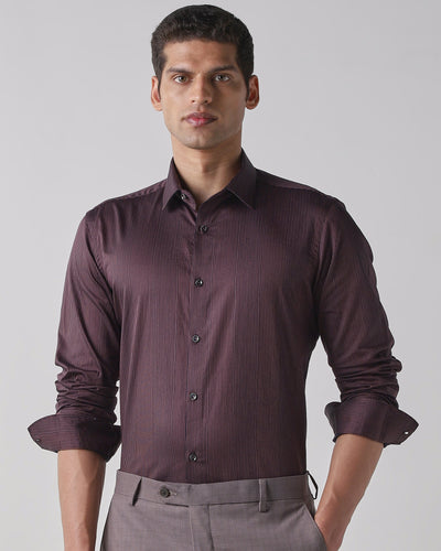 Burgundy 100% Cotton Regular Fit Shirt