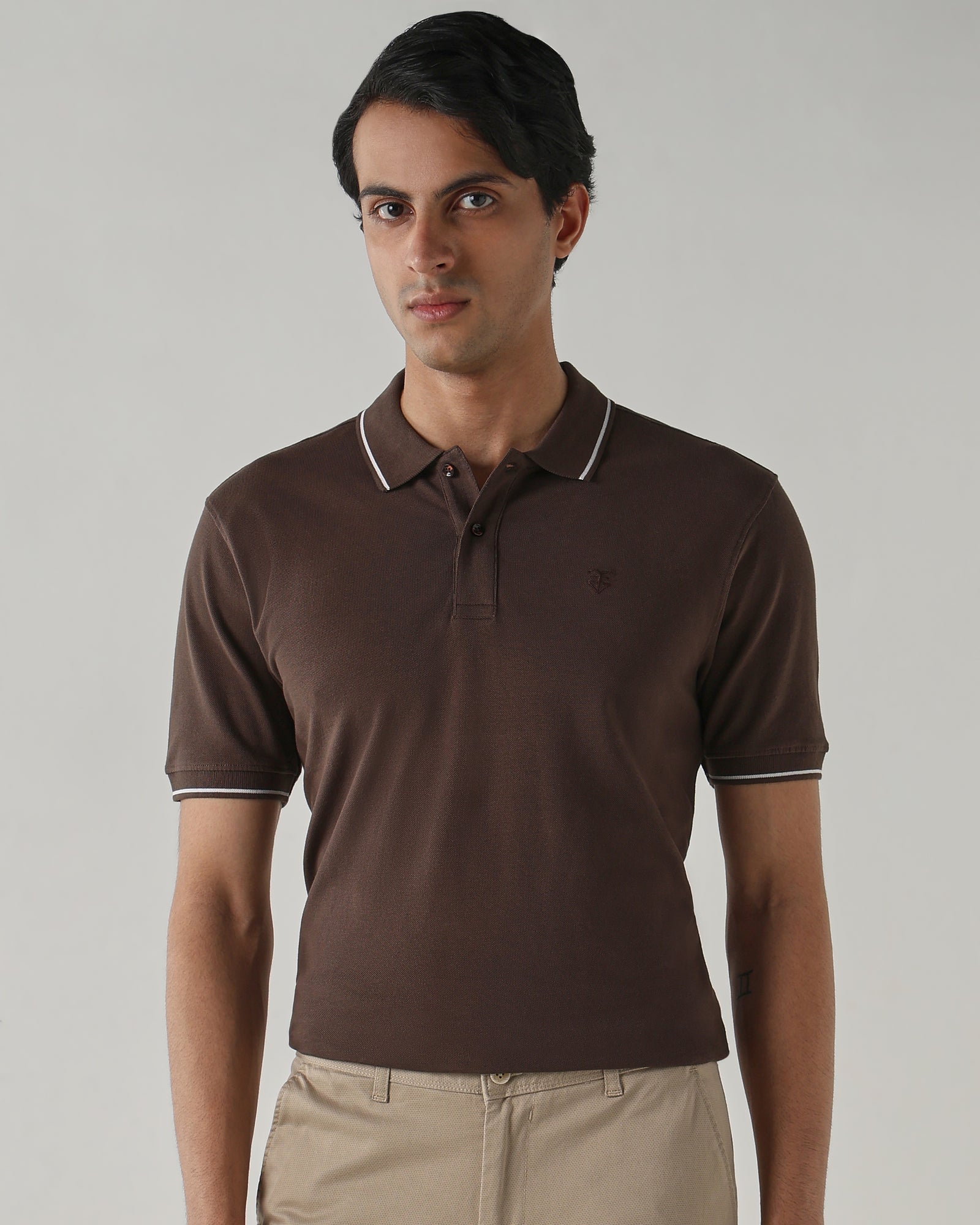 Men Regular Fit T-Shirt Chocolate Brown