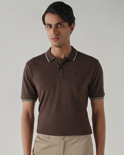 Men Regular Fit T-Shirt Chocolate Brown