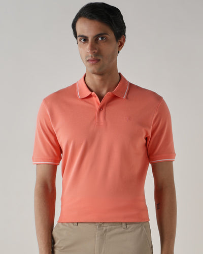 Men Regular Fit T-Shirt Peach Pink