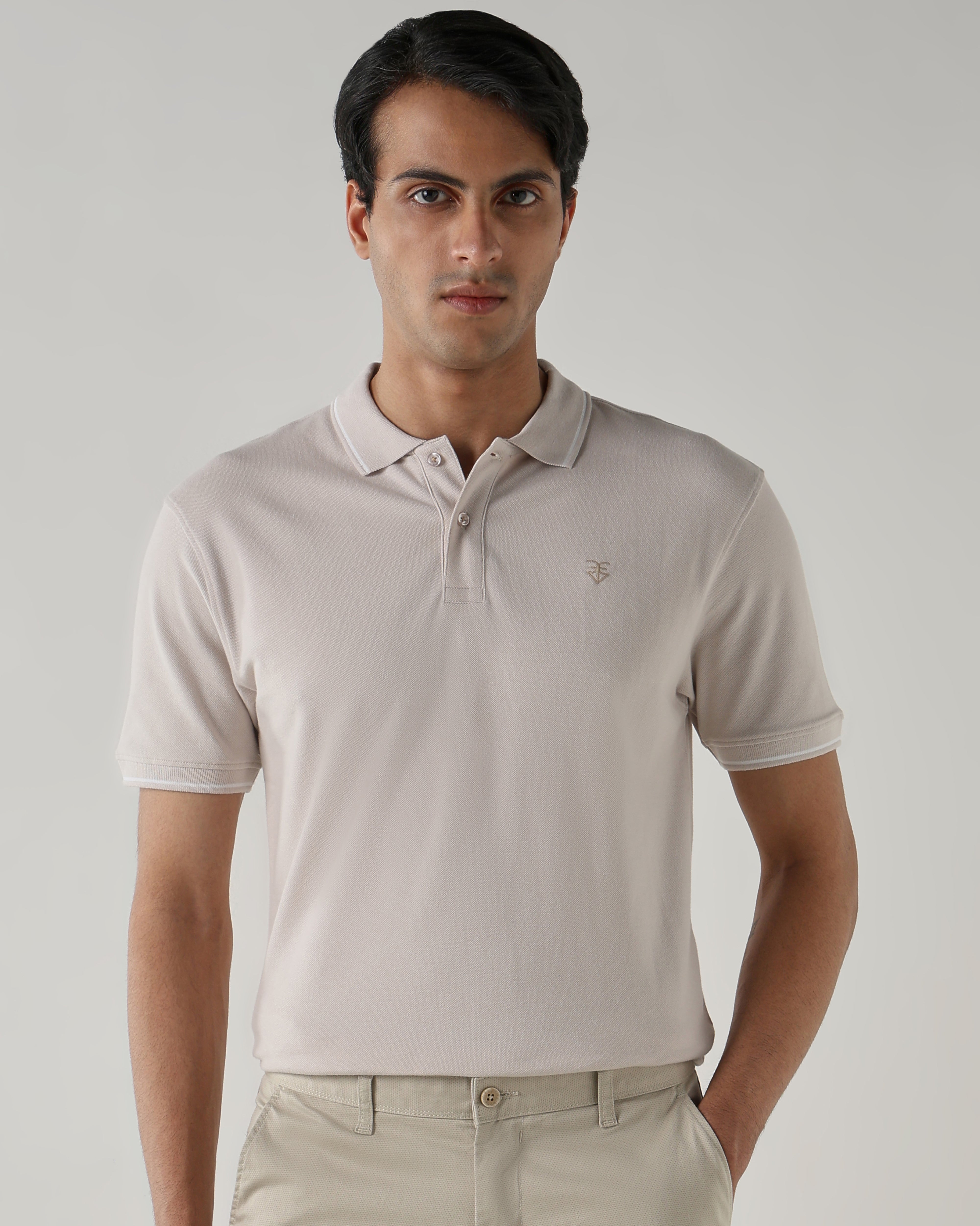 Men Regular Fit T-Shirt White Sand