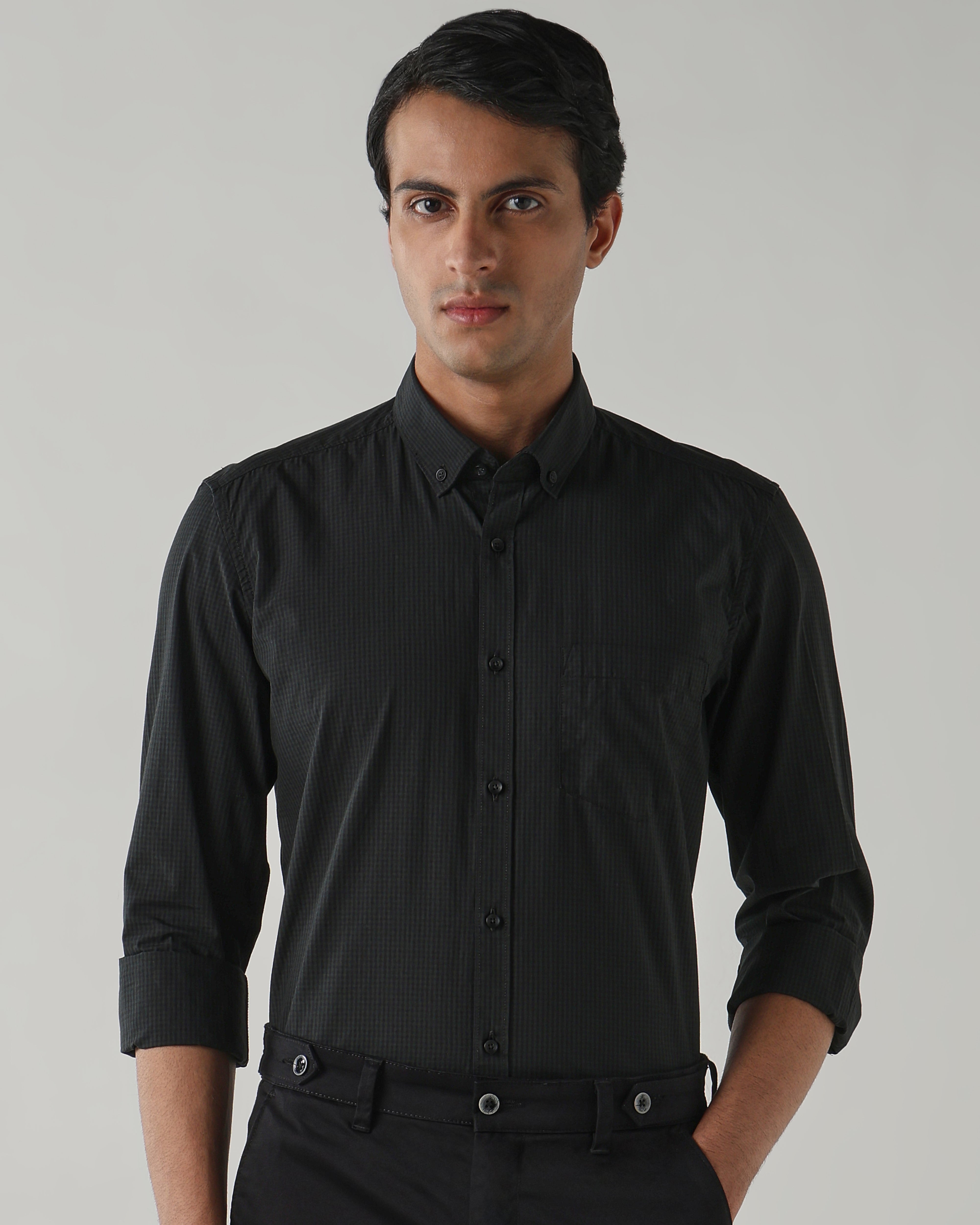 Men Slim Fit Shirt Olive
