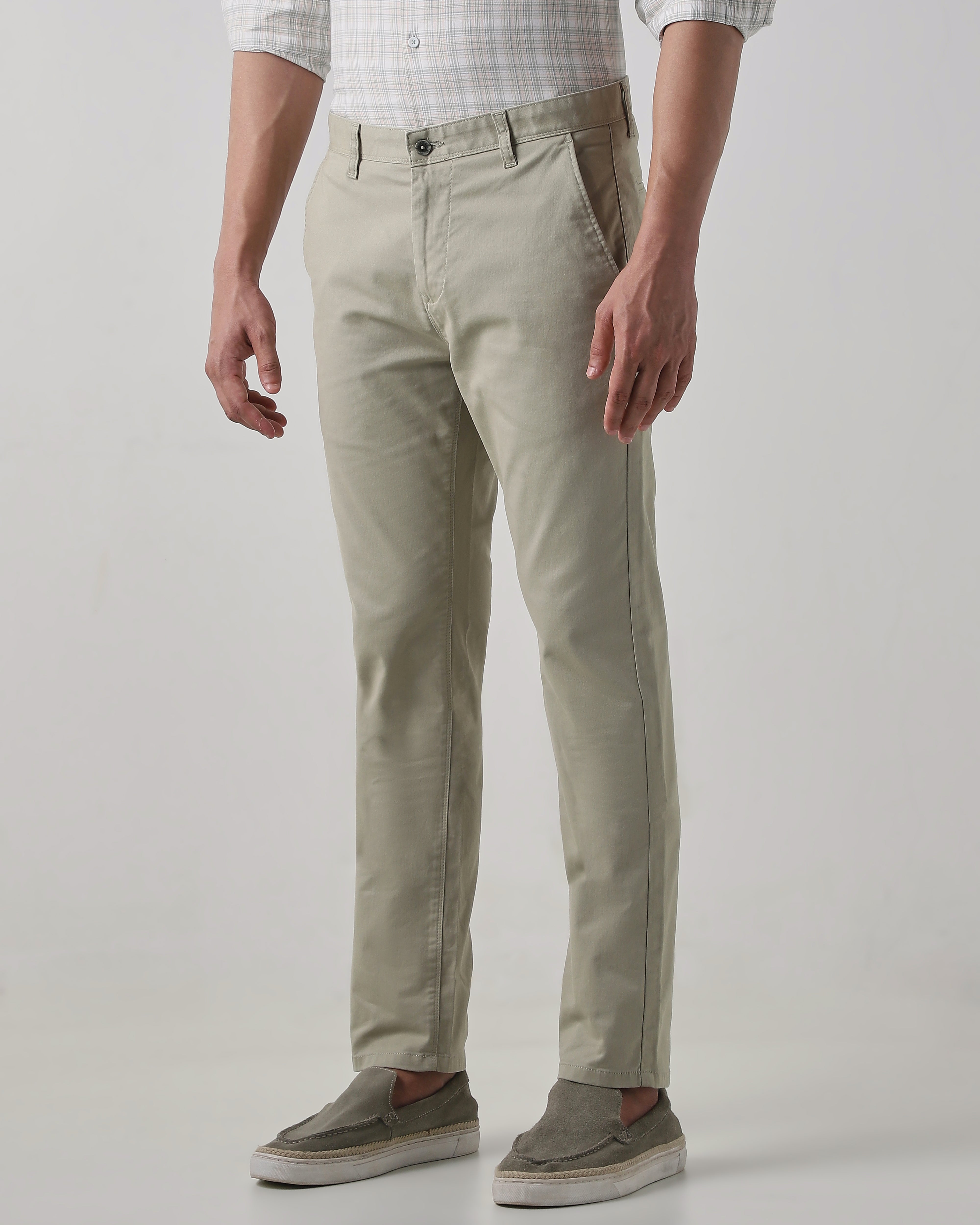 Mint Cotton Stretch Regular Fit Trouser