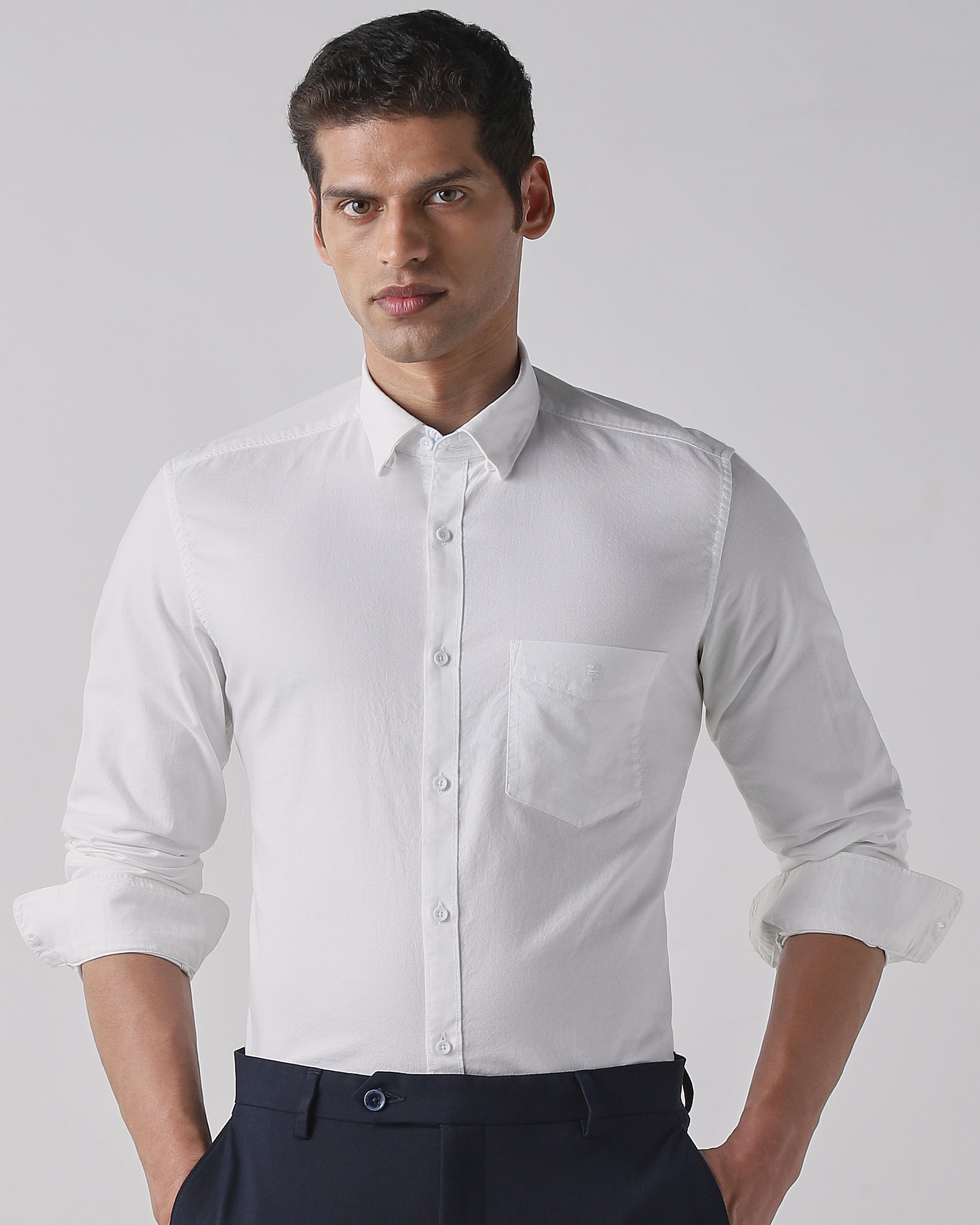 White 100% Cotton Regular Fit Shirt