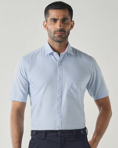 Sky Blue Slim fit Smart Casual Shirts