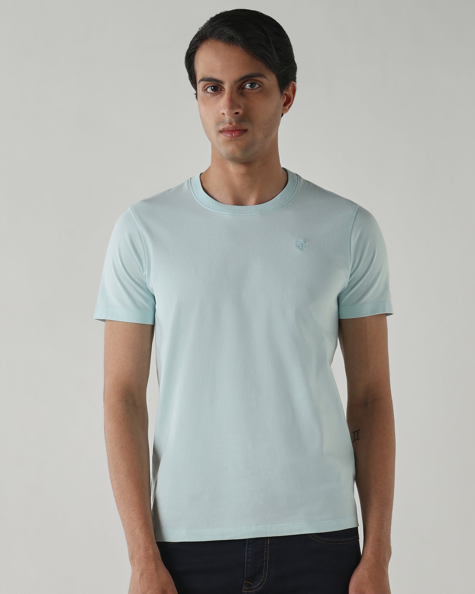 Men Regular Fit T-Shirt Blue Glass