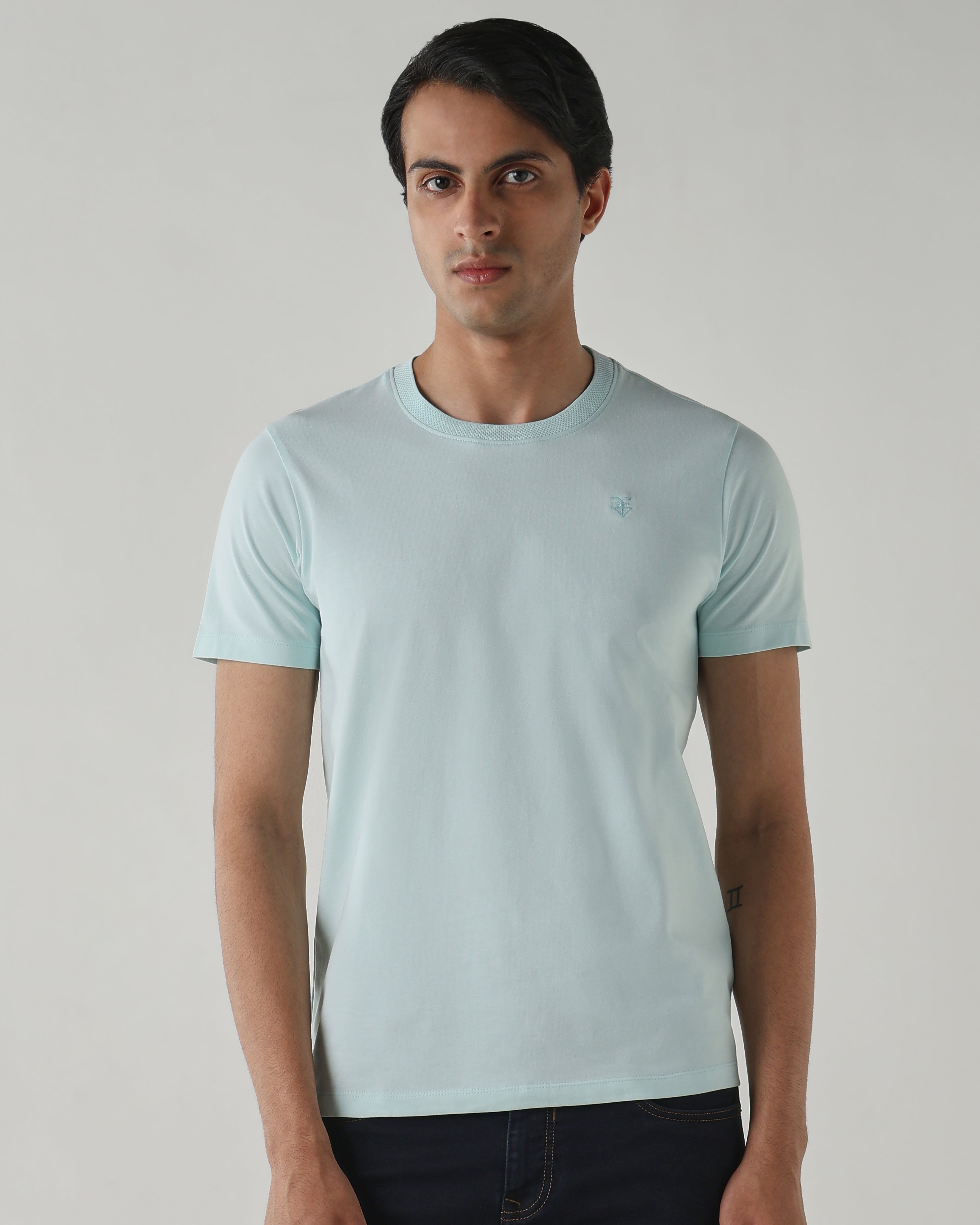 Men Regular Fit T-Shirt Blue Glass