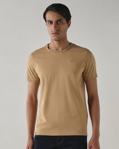Men Regular Fit T-Shirt Tan