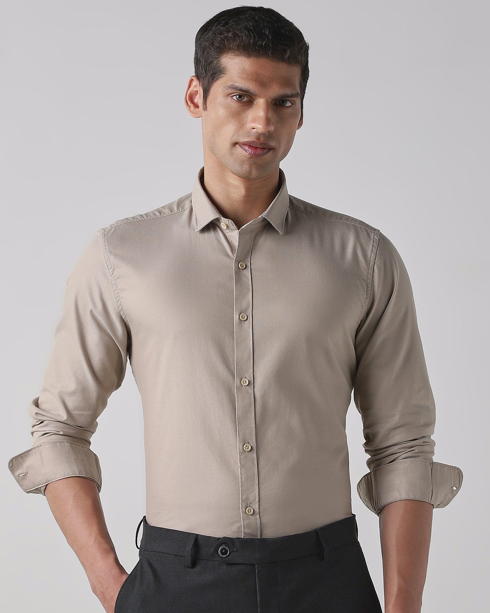 Beige Regular Fit Shirt