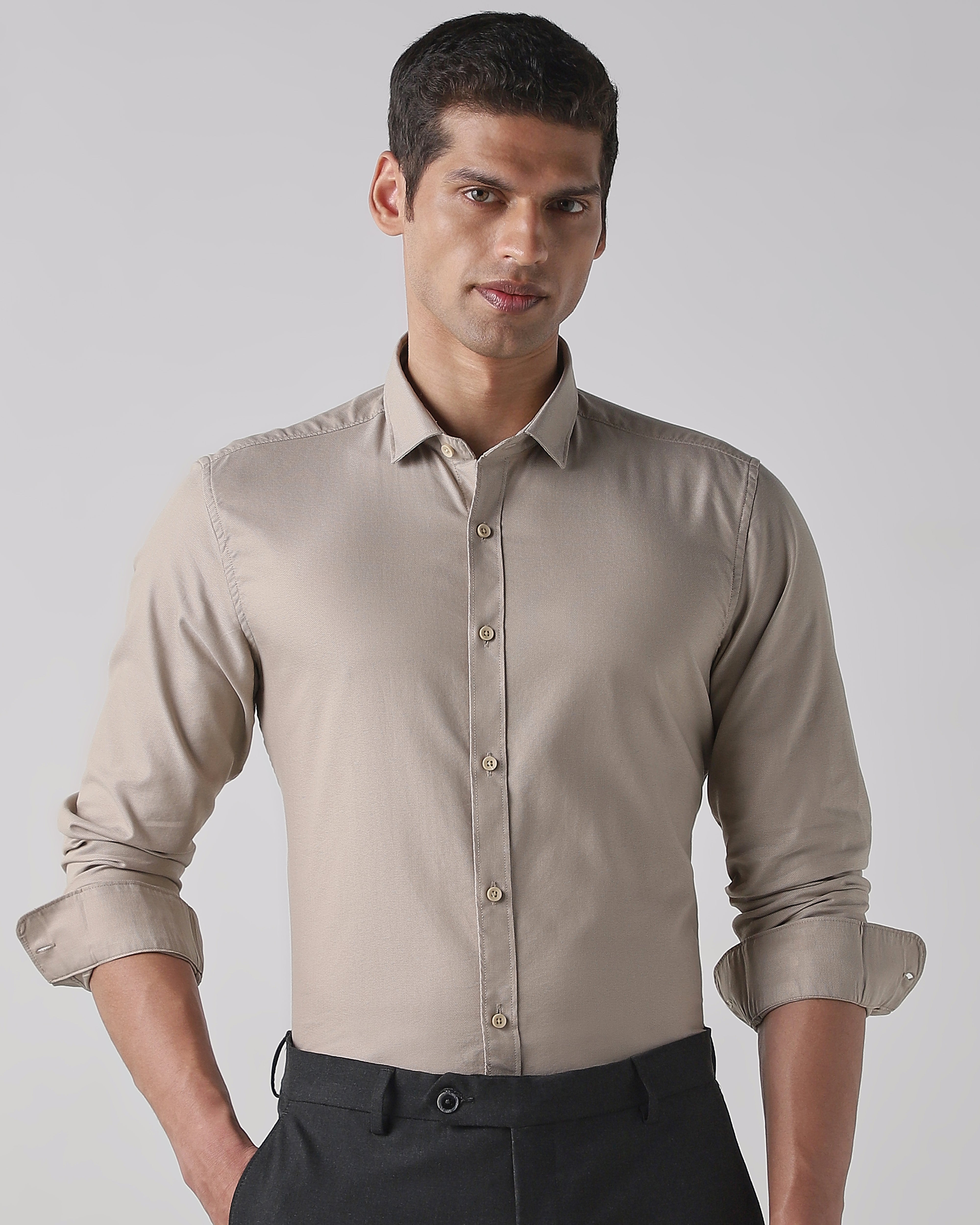 Beige Regular Fit Shirt