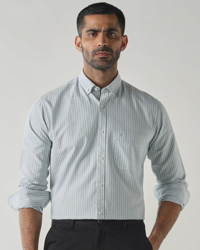 White/Tangerine Slim fit Smart Casual Shirts