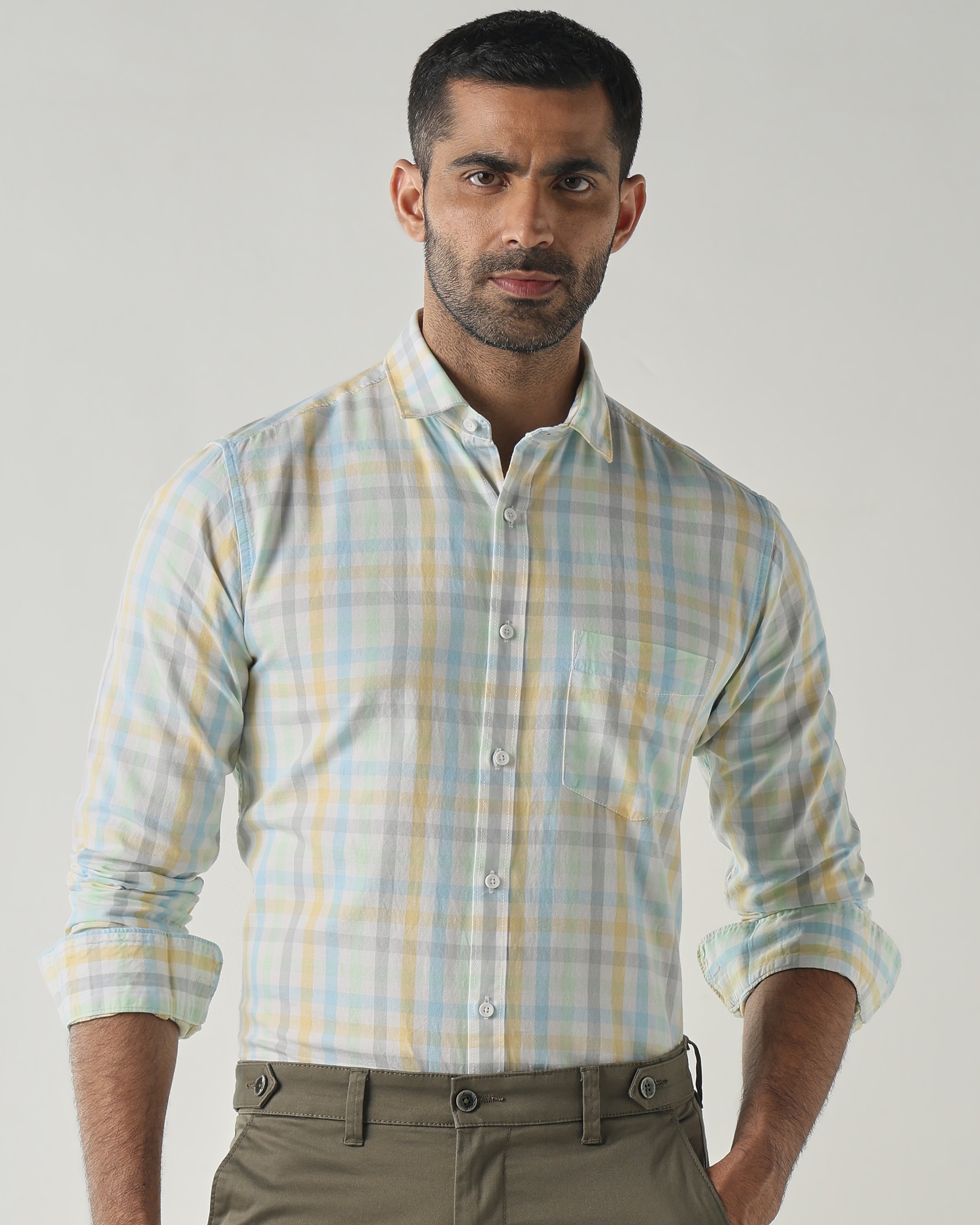 Sky Blue Slim fit Smart Casual Shirts