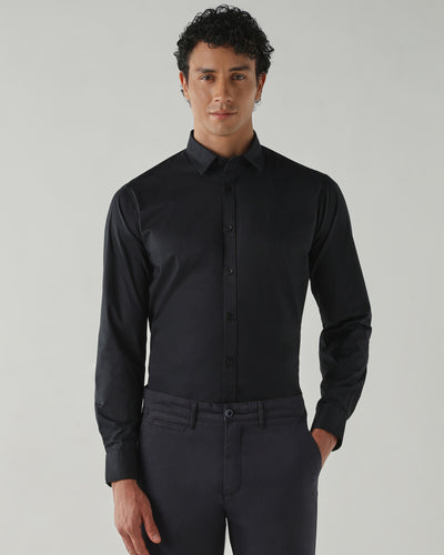 Men Slim Fit Shirts Black