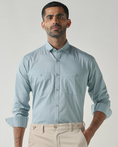 Blue Slim fit Smart Casual Shirts