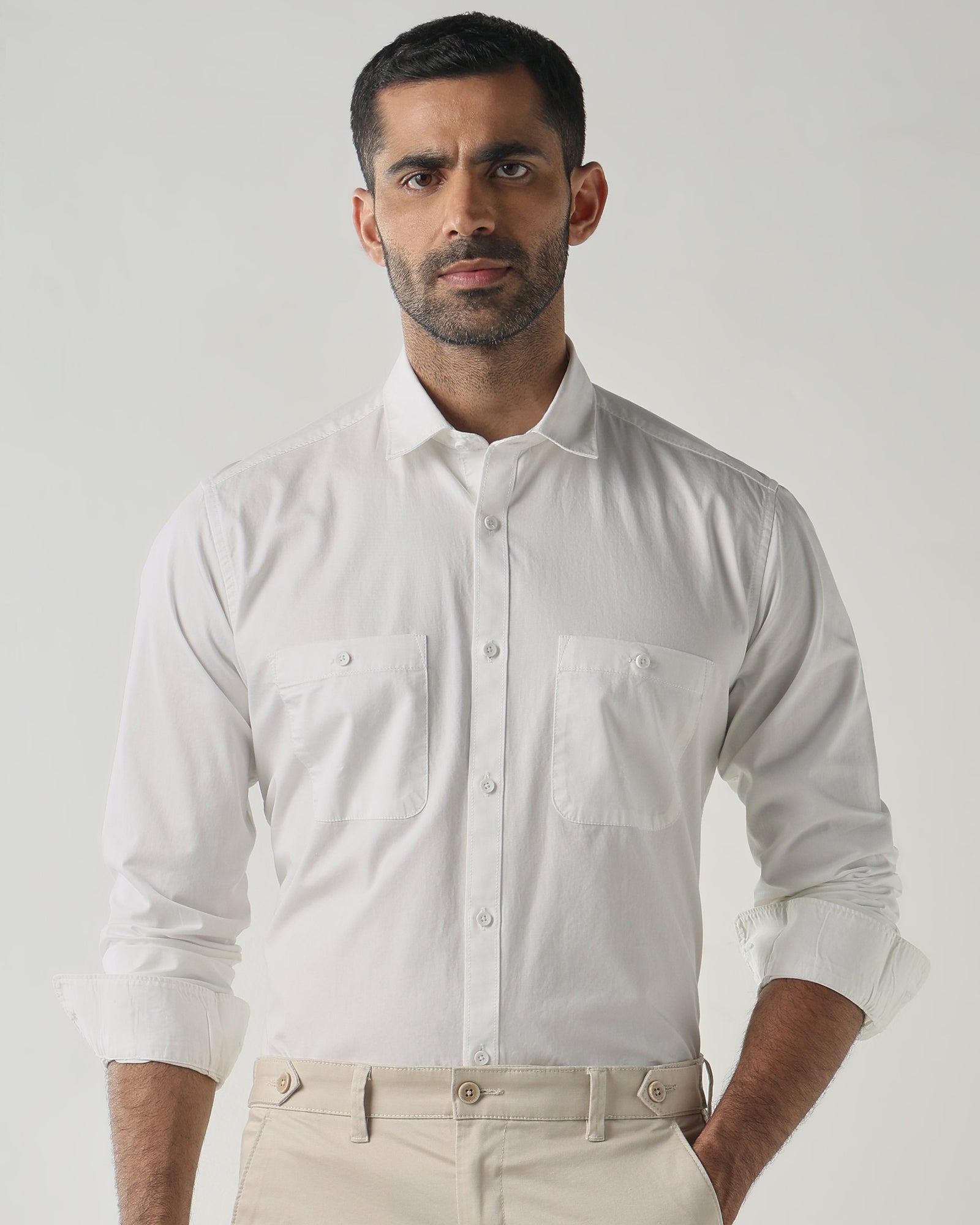 White Slim fit Smart Casual Shirts