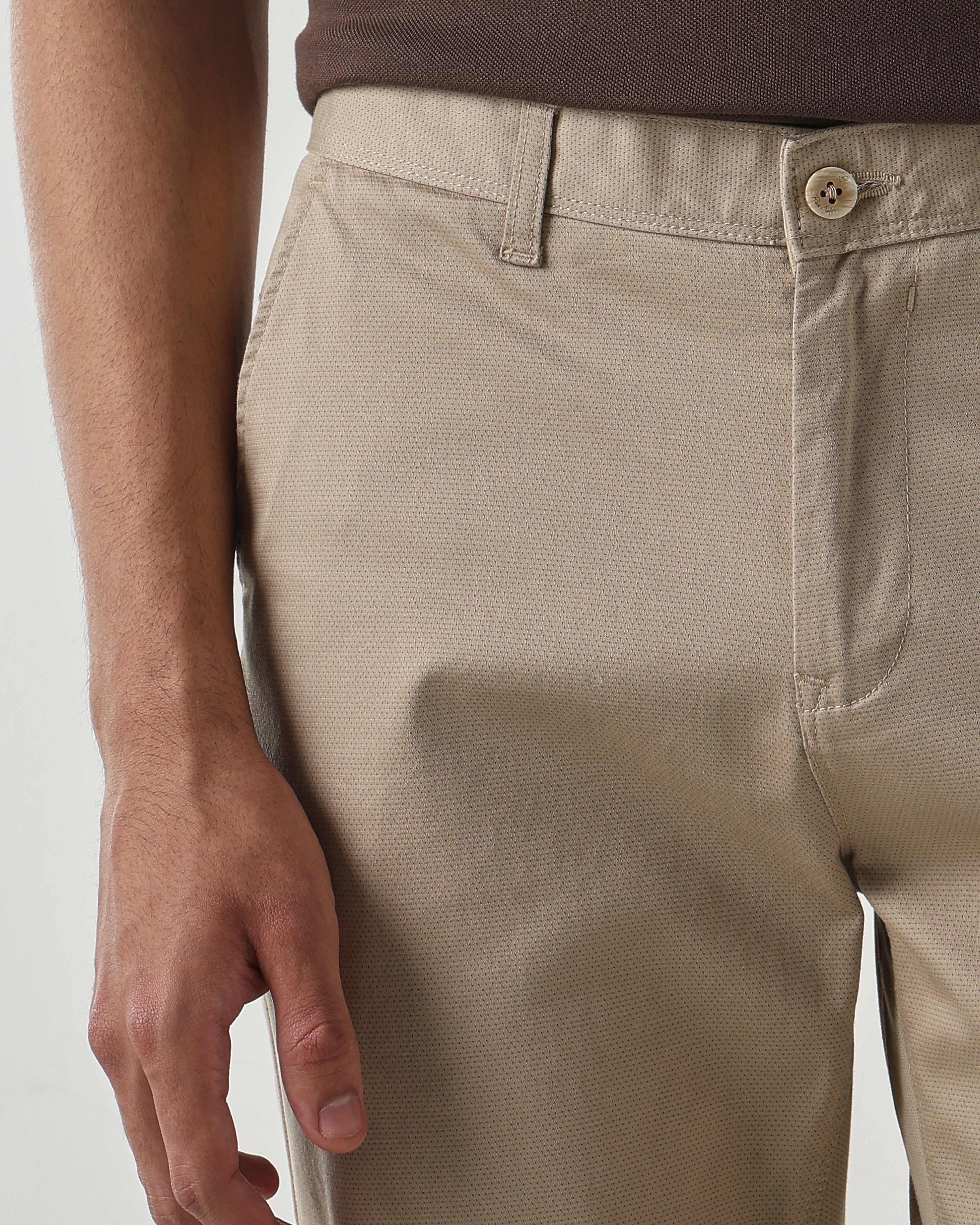 Men Regular Fit Trouser Fawn