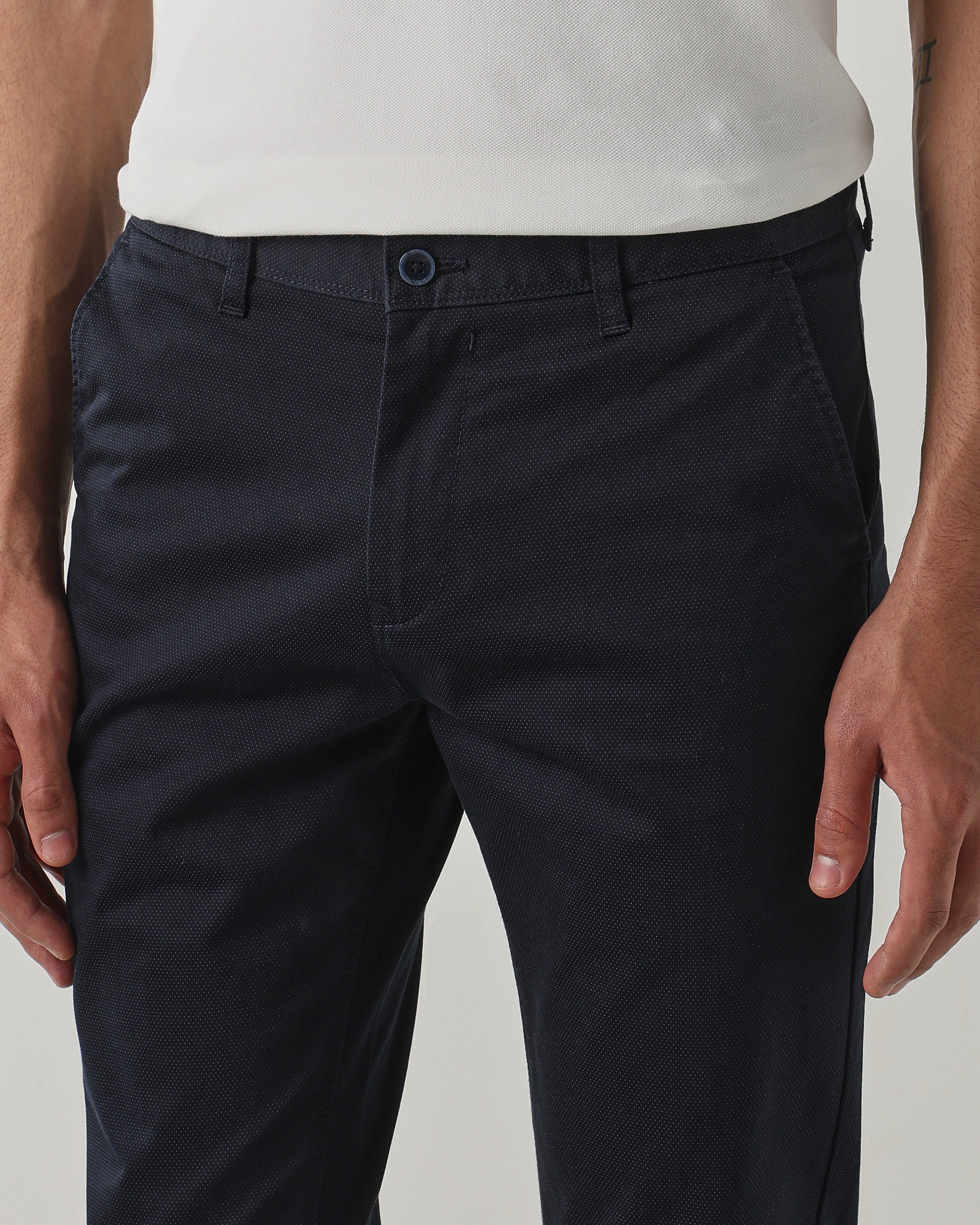 Men Regular Fit Trouser Navy