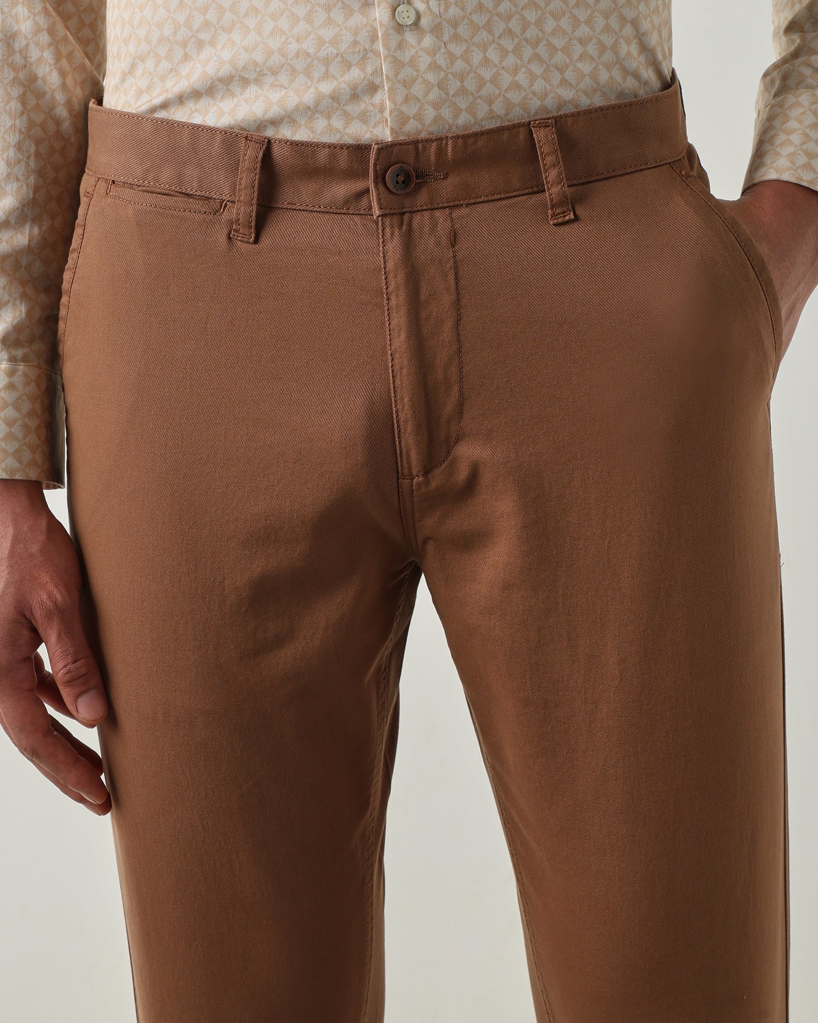 Men Regular Fit Trousers Rust