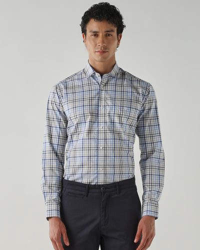 Men Slim Fit Shirts Grey/Blue/White