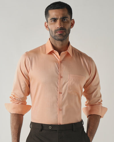 Peach Slim Fit Formal Essential Shirts
