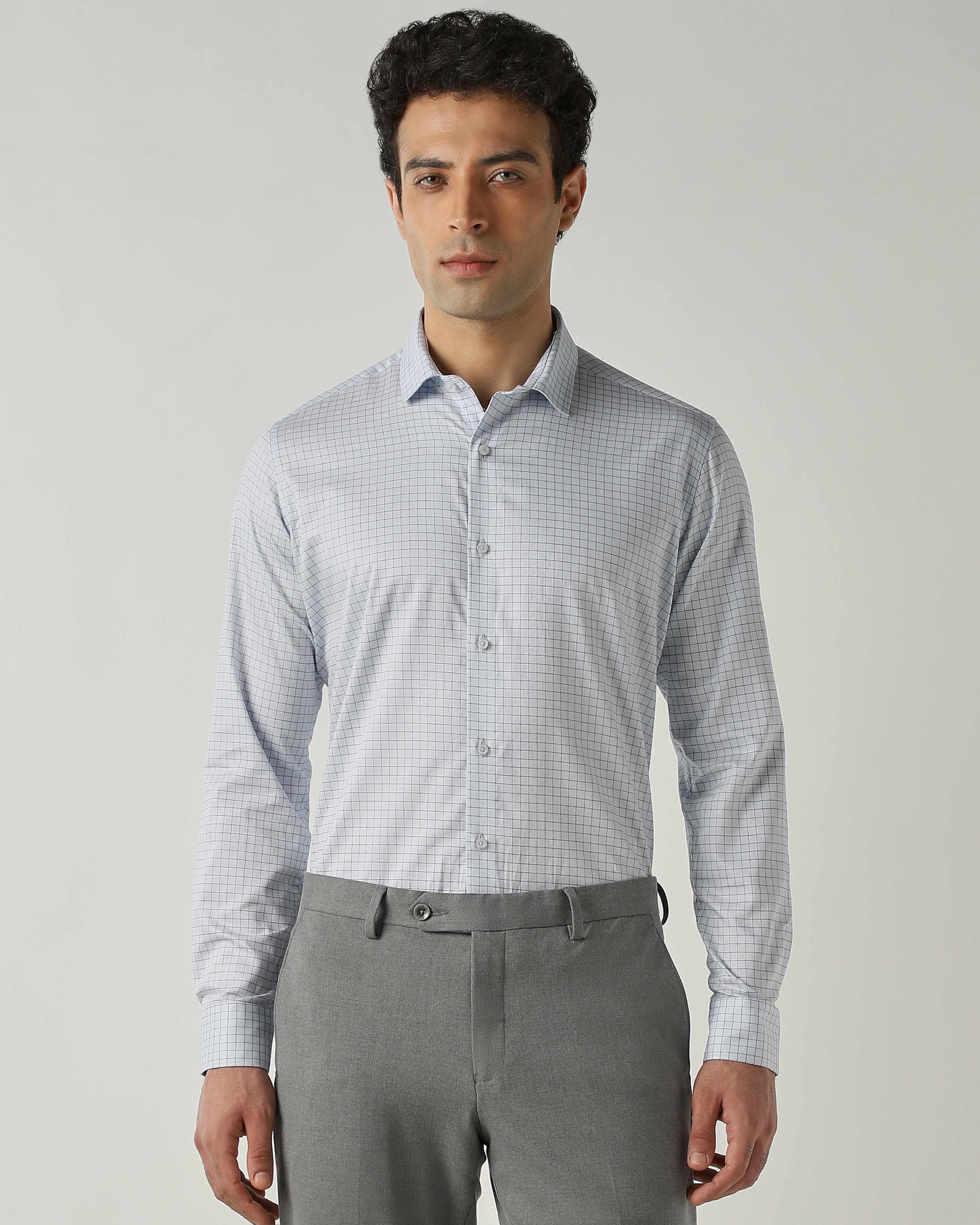 Shirt Lt Blue Slim Fit 100% Cotton