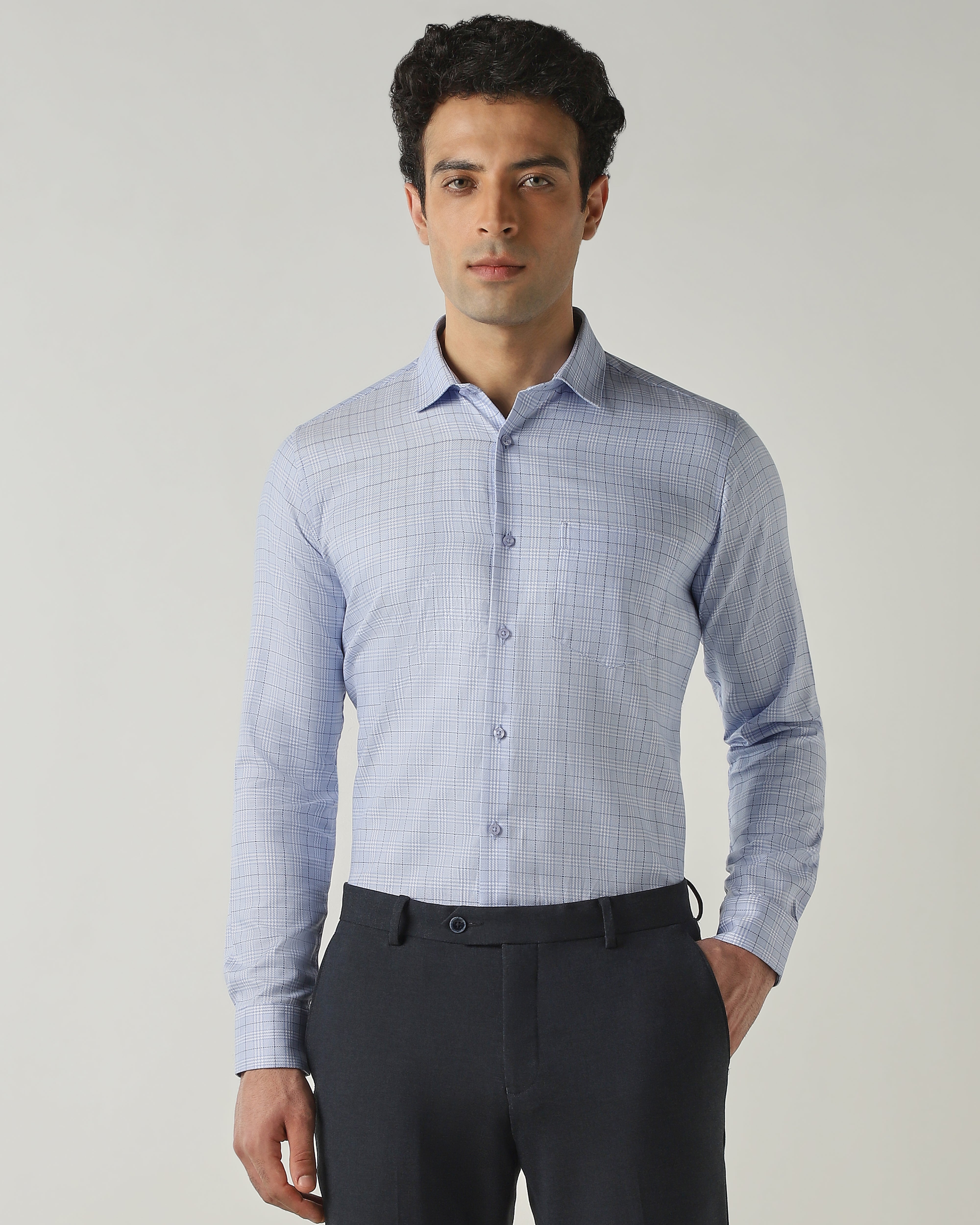 Shirt Blue Slim Fit 100% Cotton