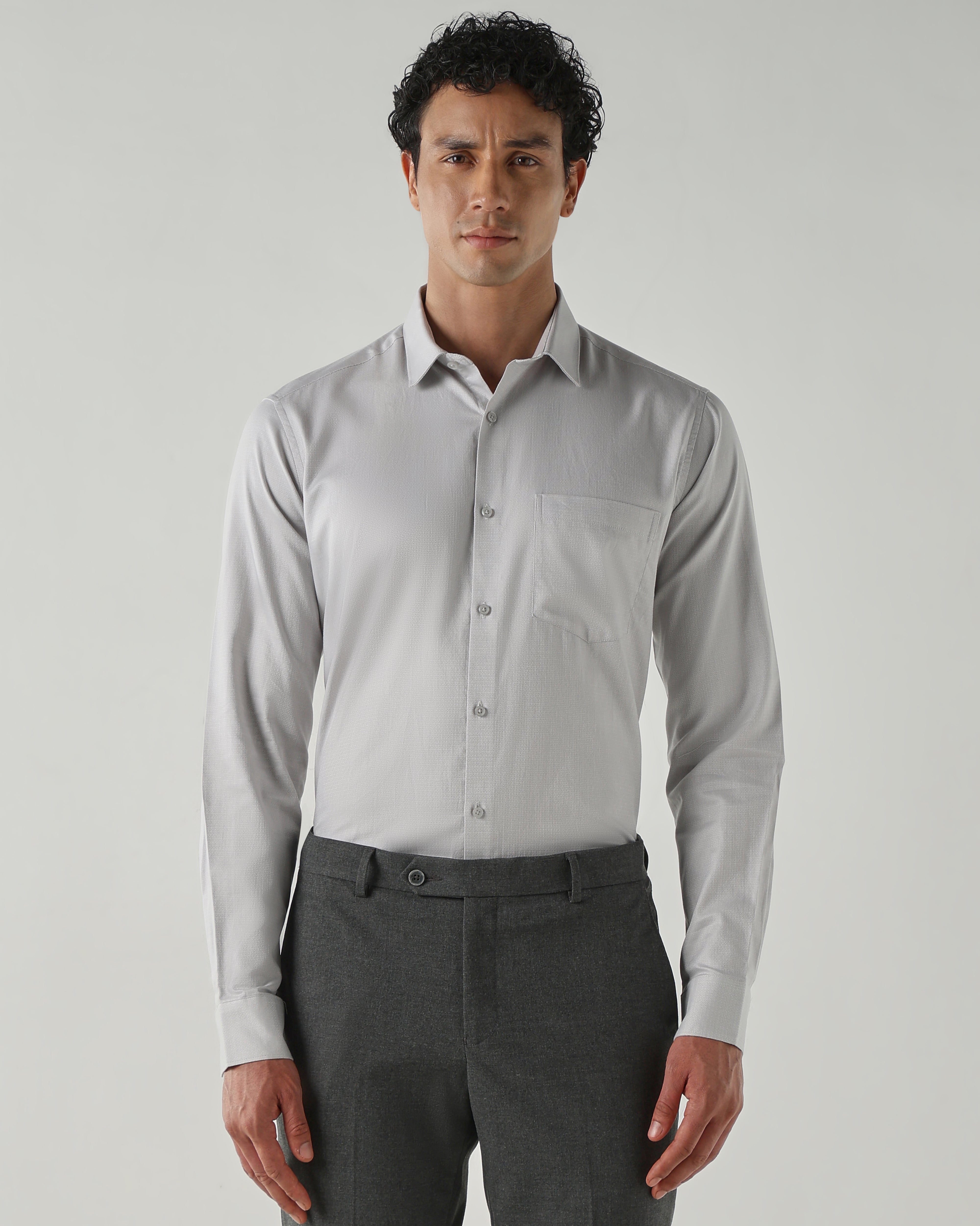 Men Regular Fit Shirts Grey