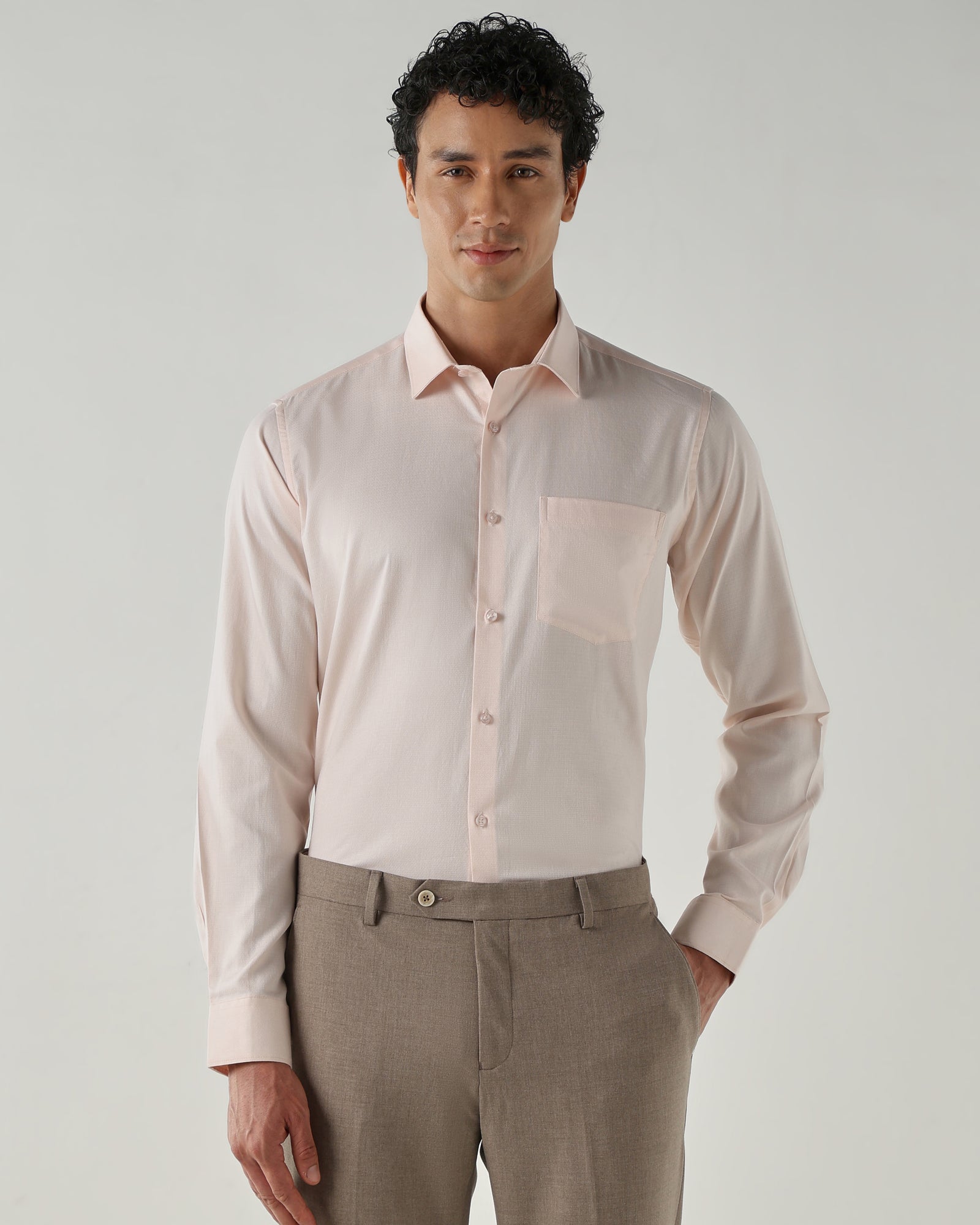 Men Regular Fit Shirts Peach