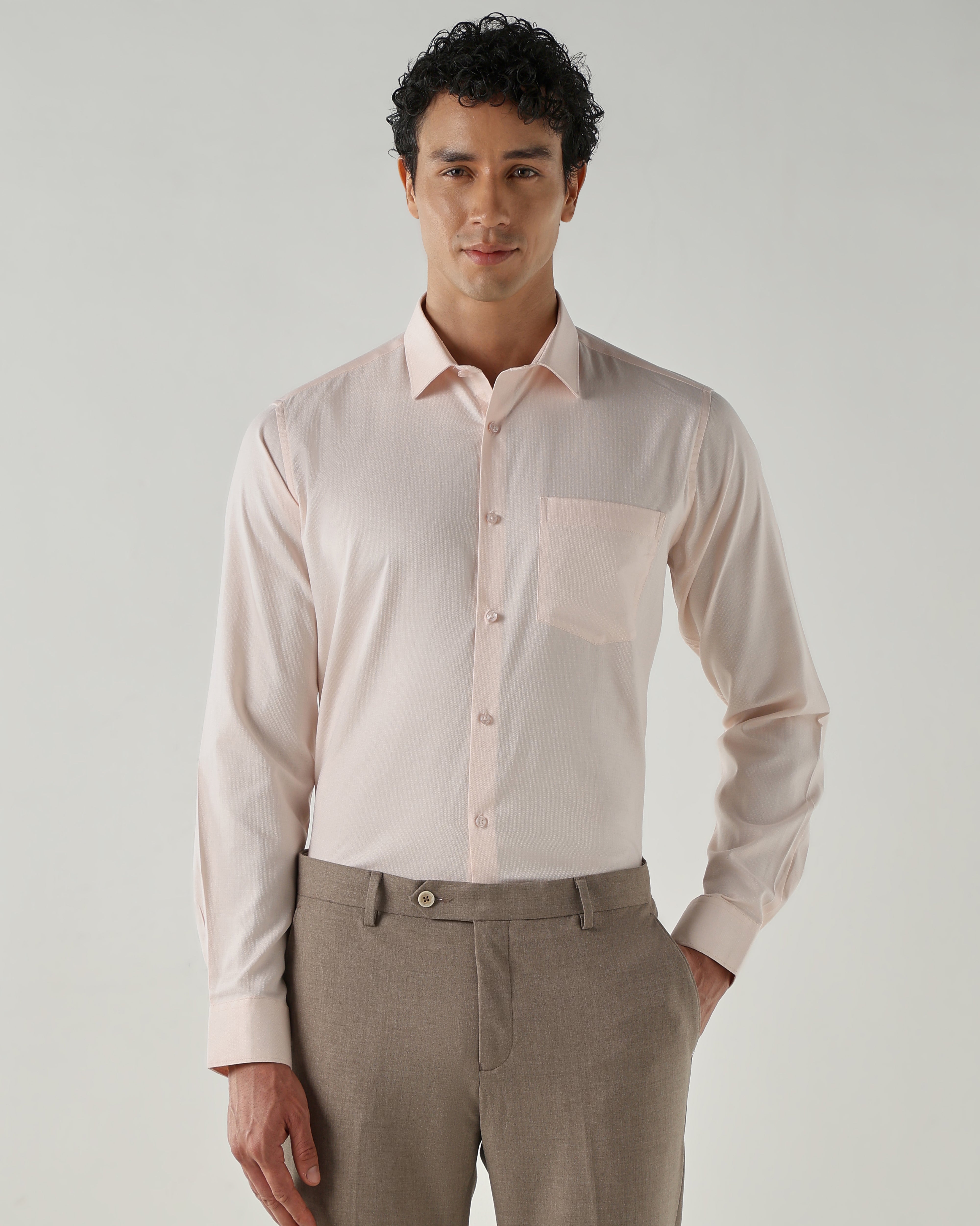 Men Regular Fit Shirts Peach