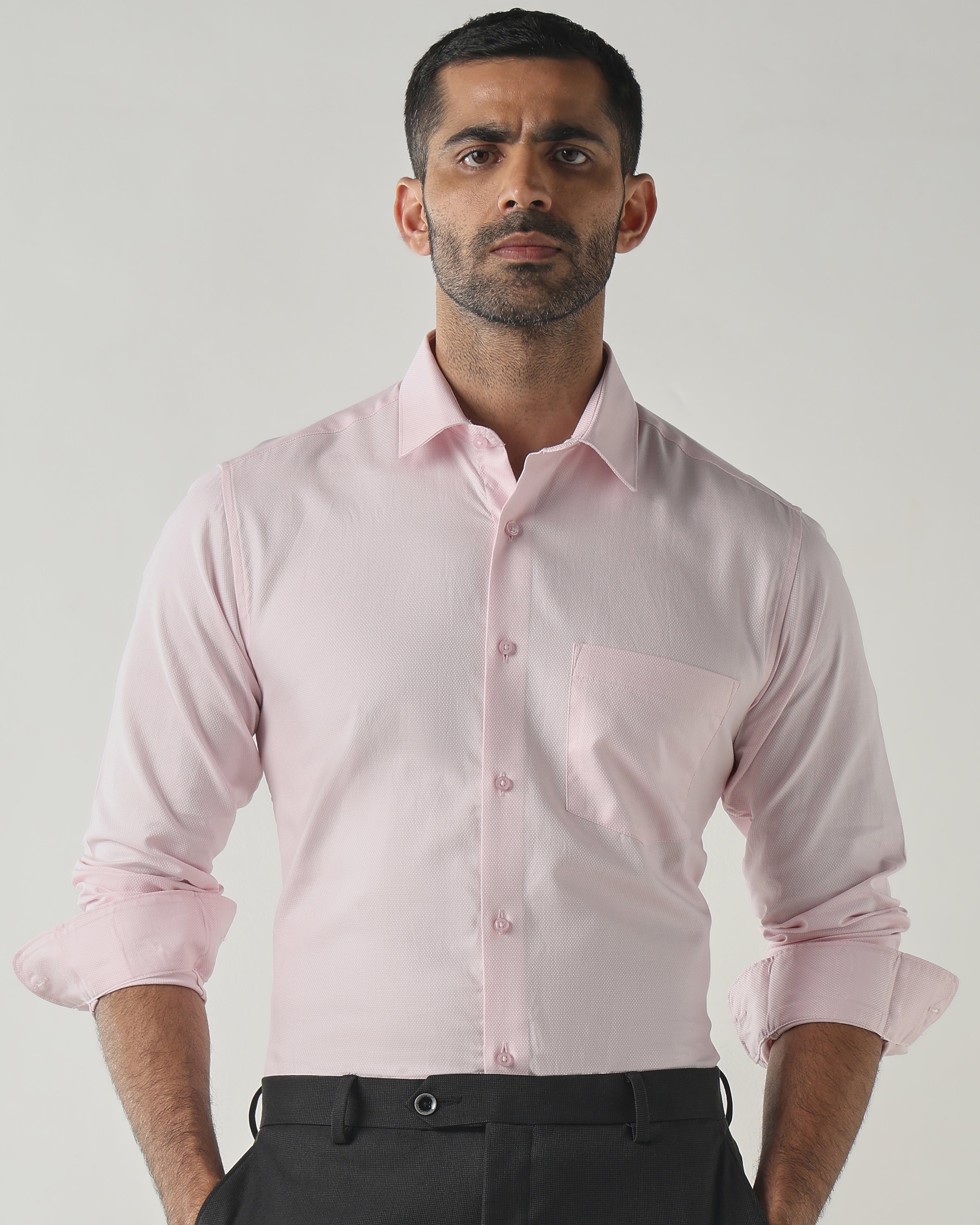 Lt Pink Slim Fit Fashion Formal Shirts