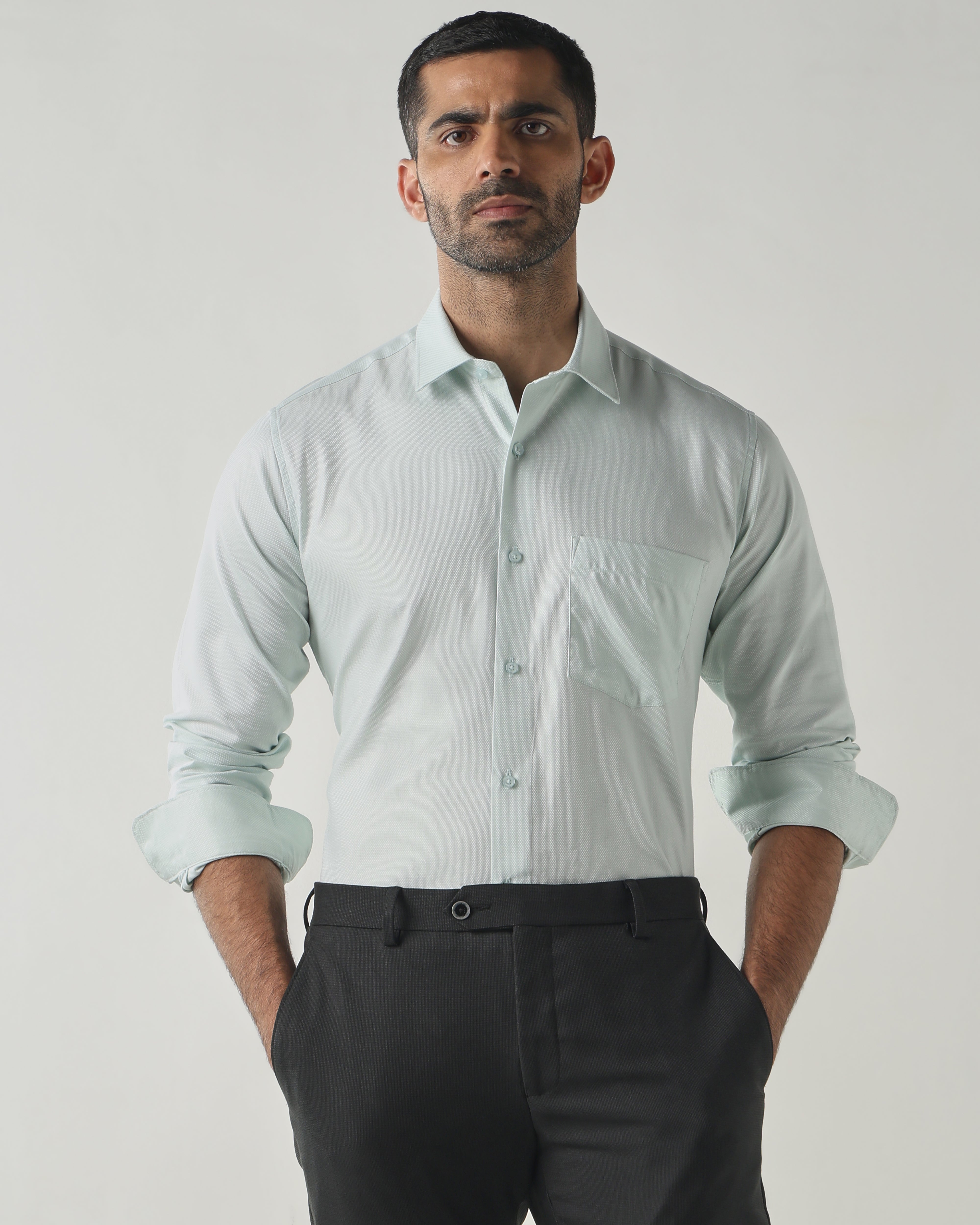 Mint Slim Fit Fashion Formal Shirts