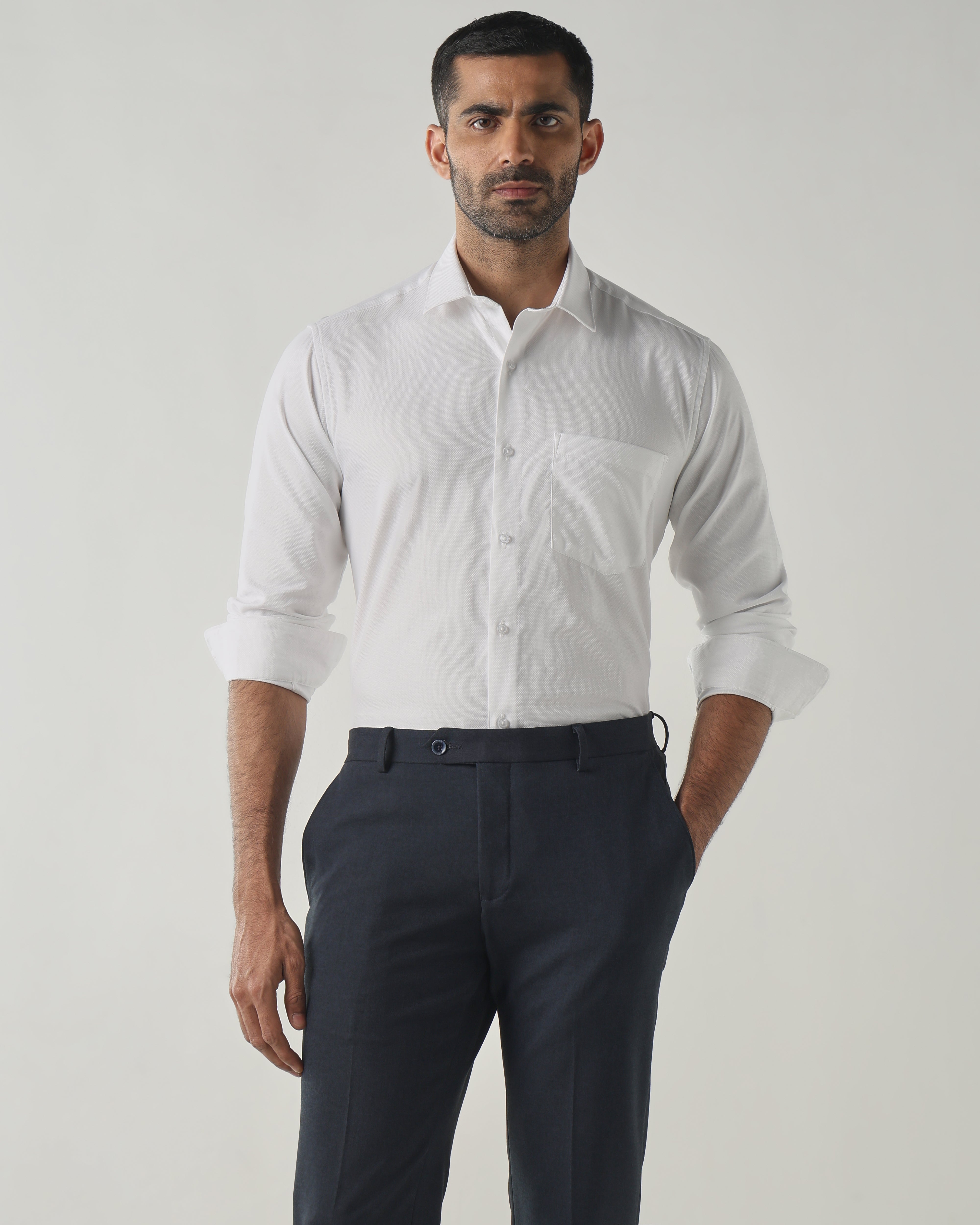 White Slim Fit Fashion Formal Shirts