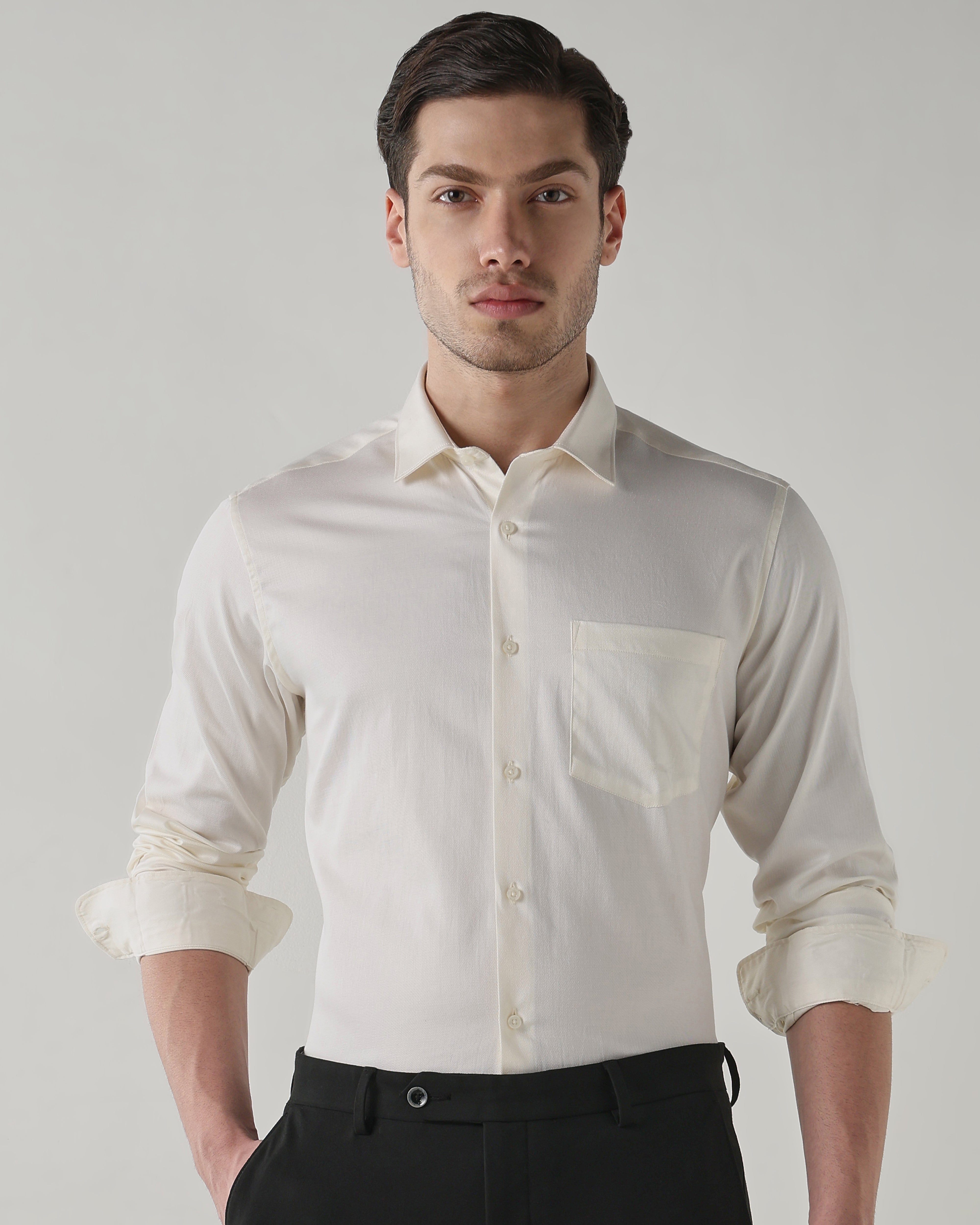 Men Regular Fit Shirt Cream