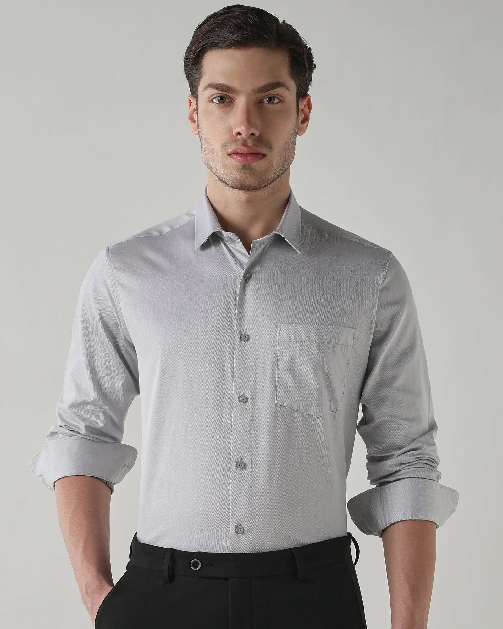Men Regular Fit Shirt Light Grey