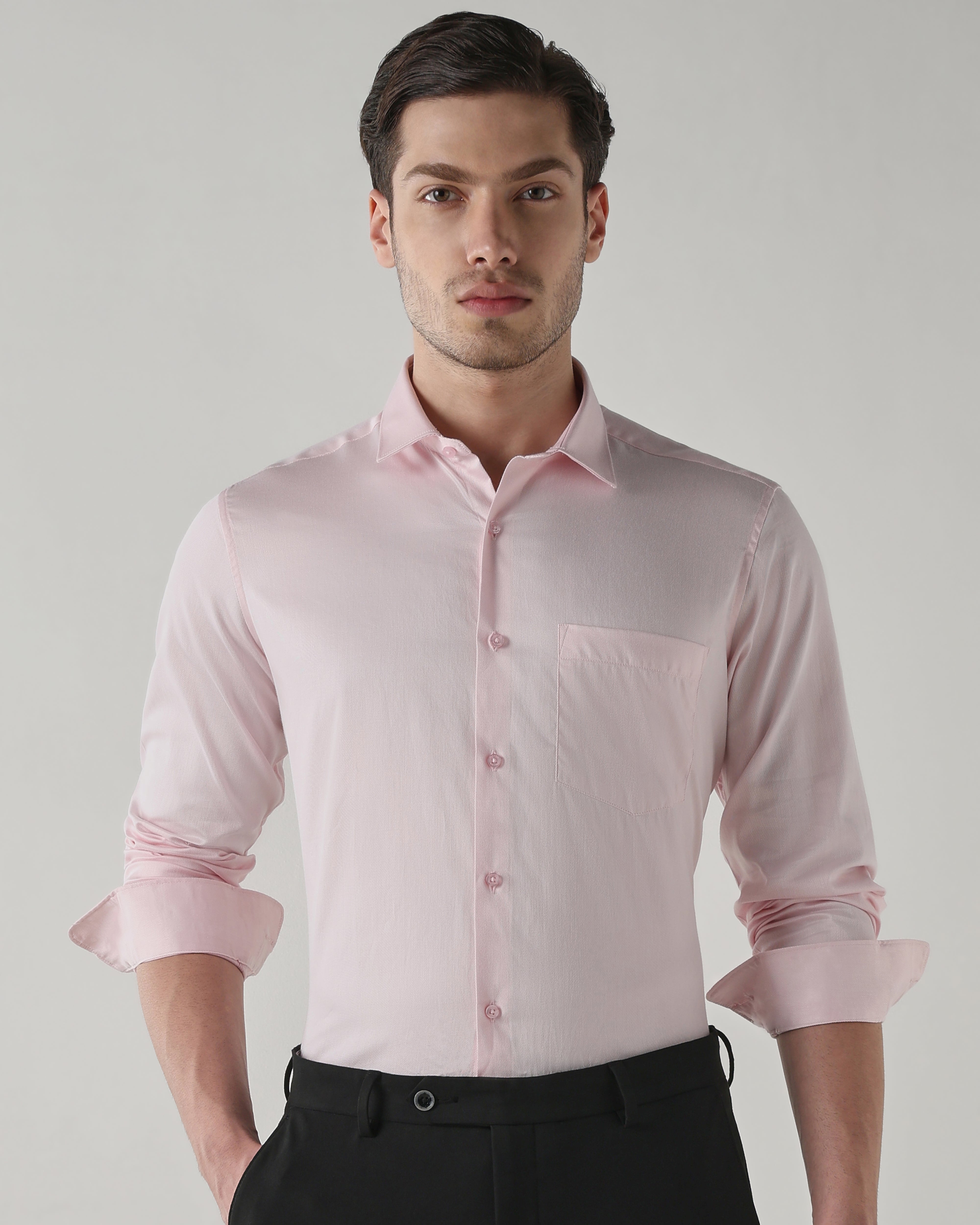 Men Regular Fit Shirt Light Pink