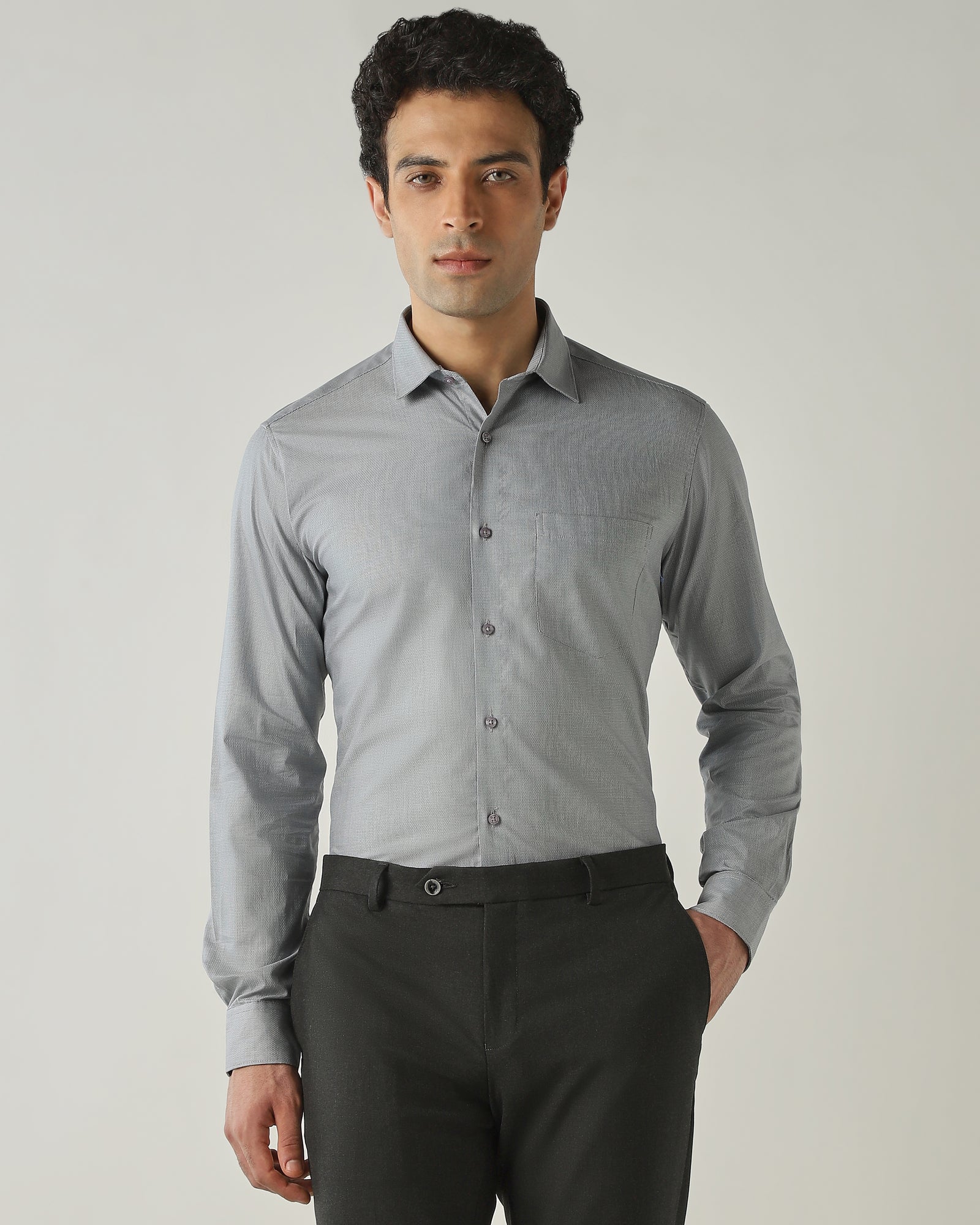 Shirt Grey Slim Fit 100% Cotton