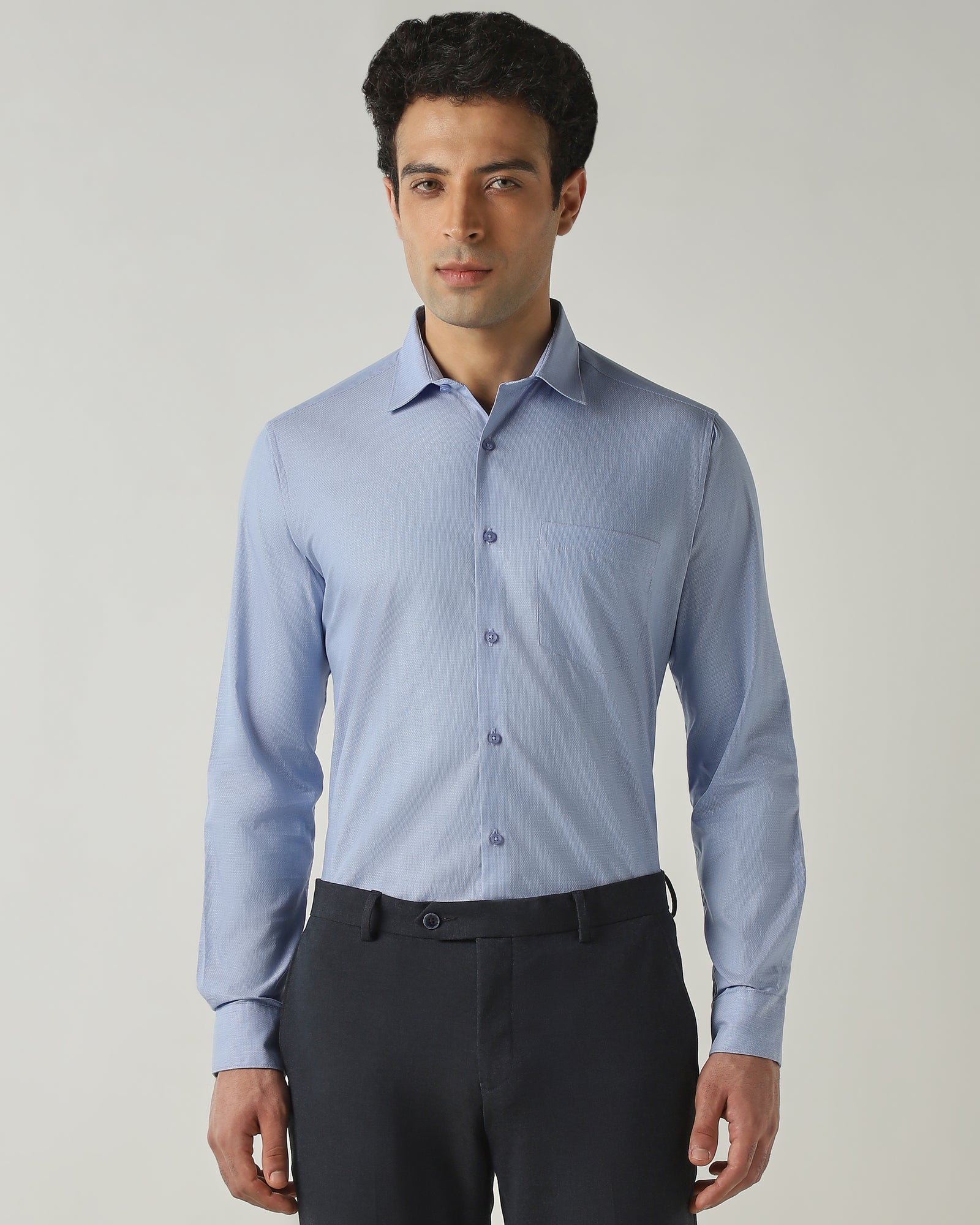 Shirt Navy Slim Fit 100% Cotton