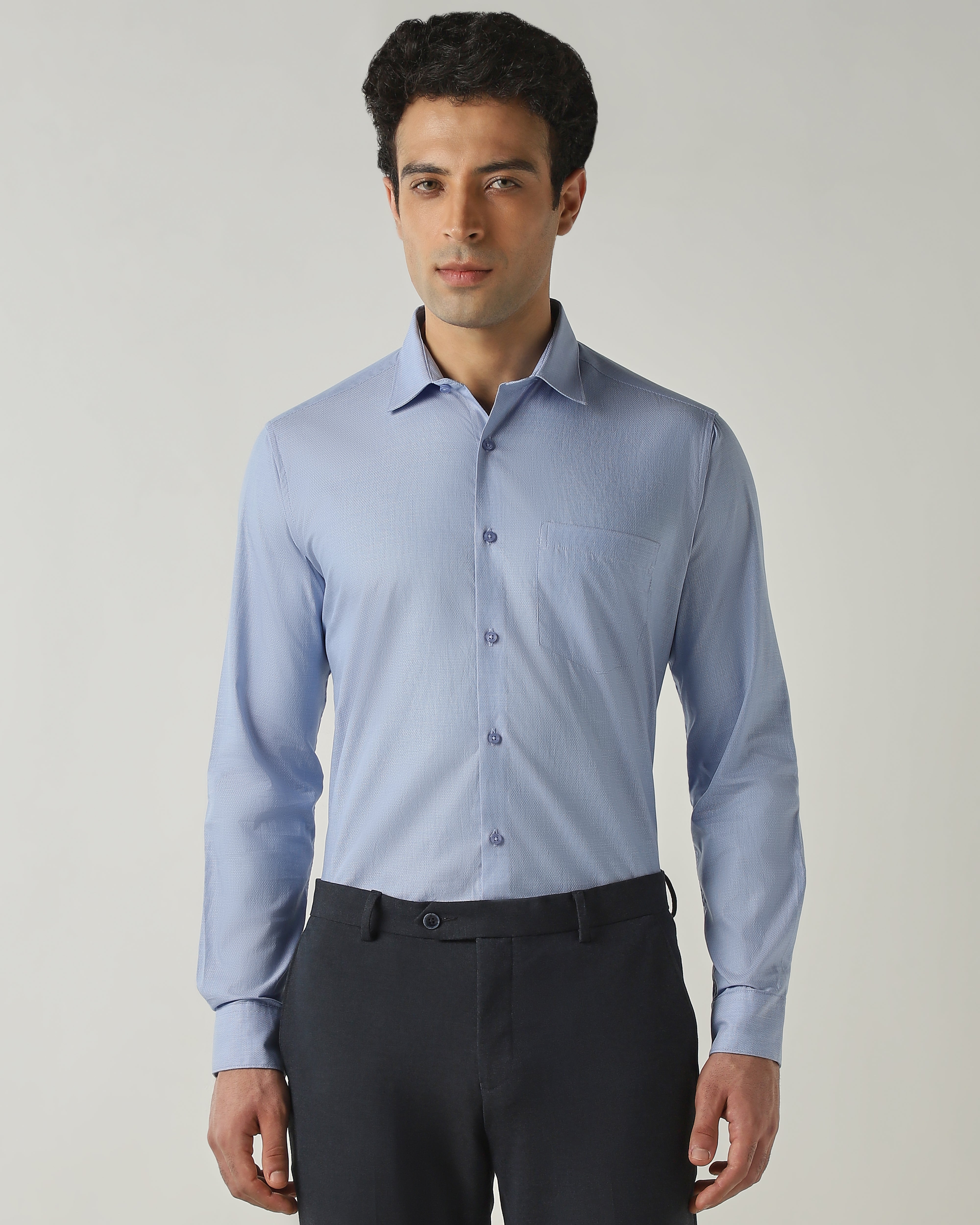 Shirt Navy Slim Fit 100% Cotton