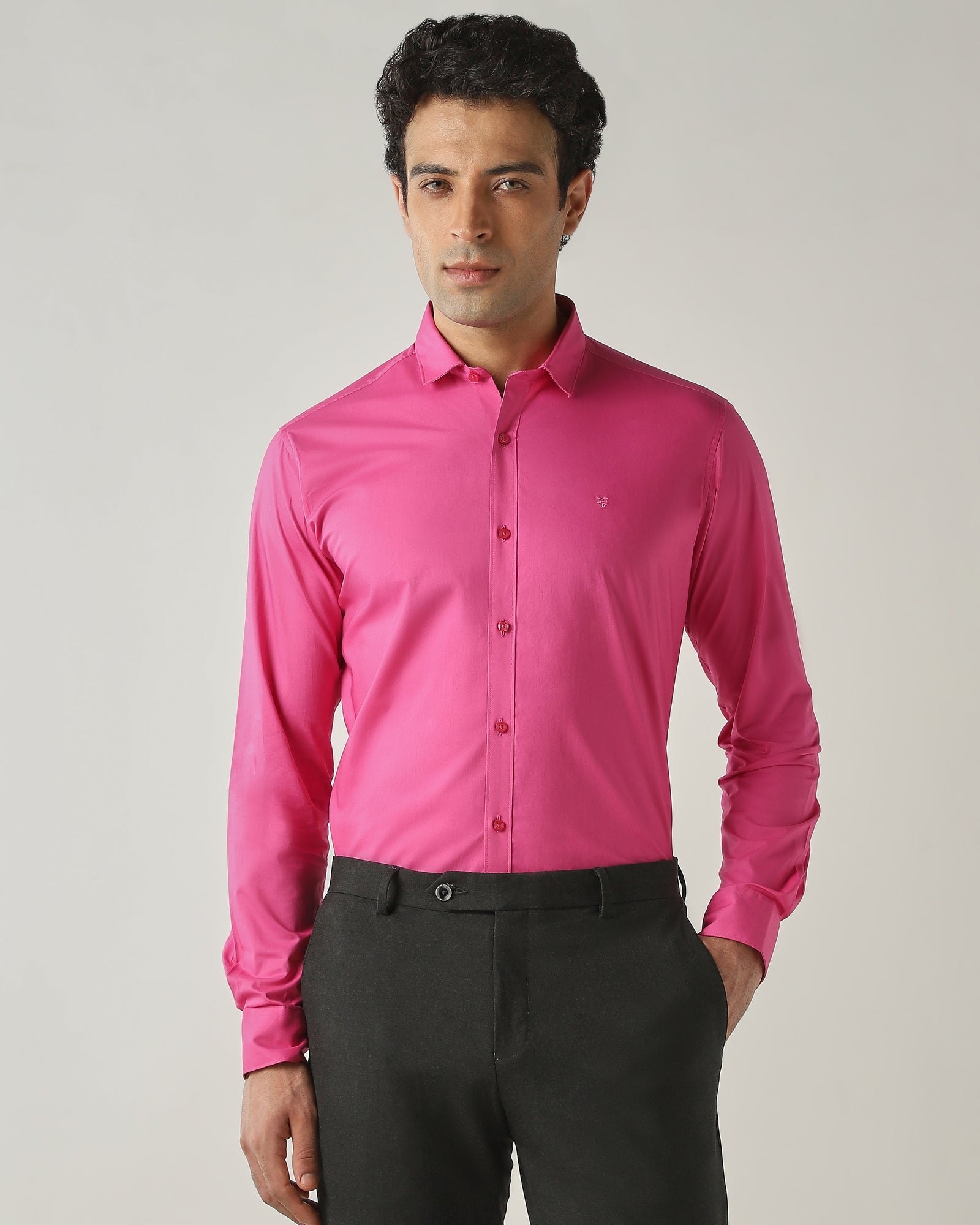 Shirt Majenta Slim Fit 100% Cotton