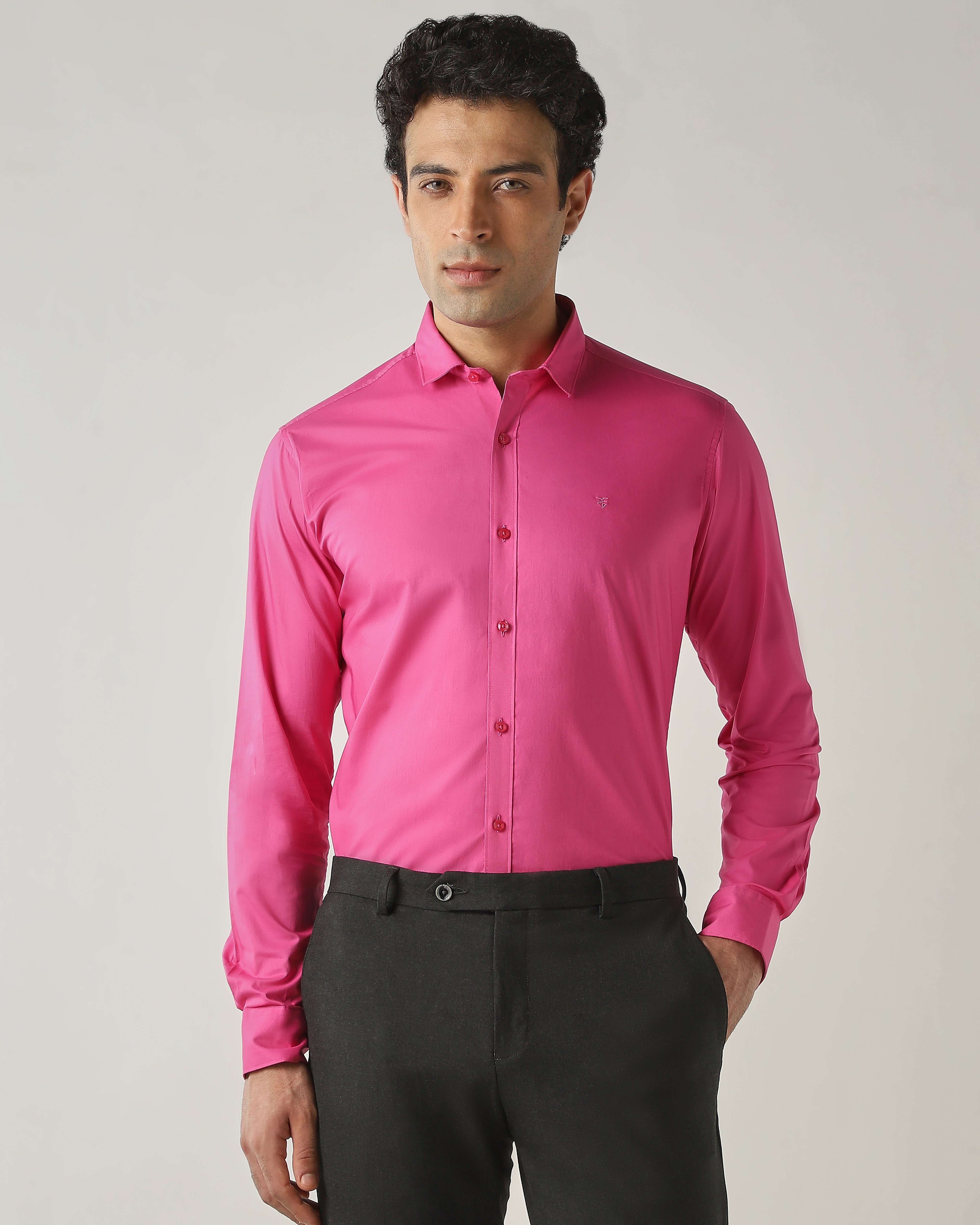 Shirt Majenta Slim Fit 100% Cotton
